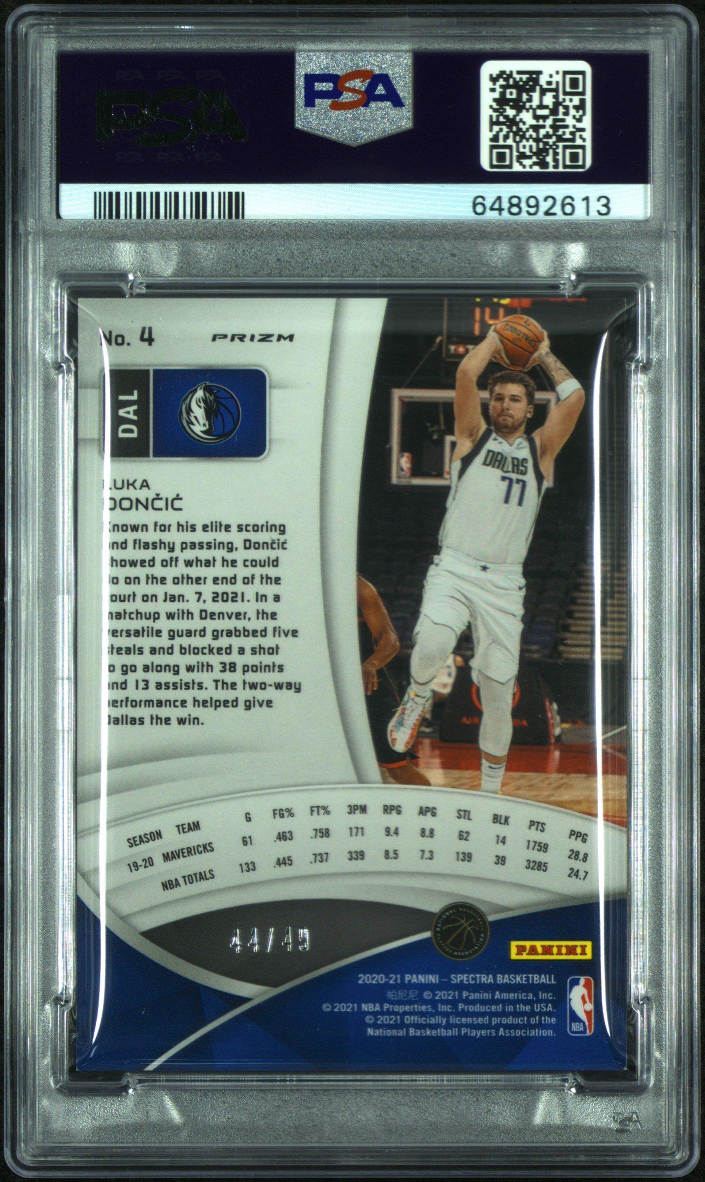 2020 Panini Spectra 4 Luka Doncic Asia Blue Orange PSA 9