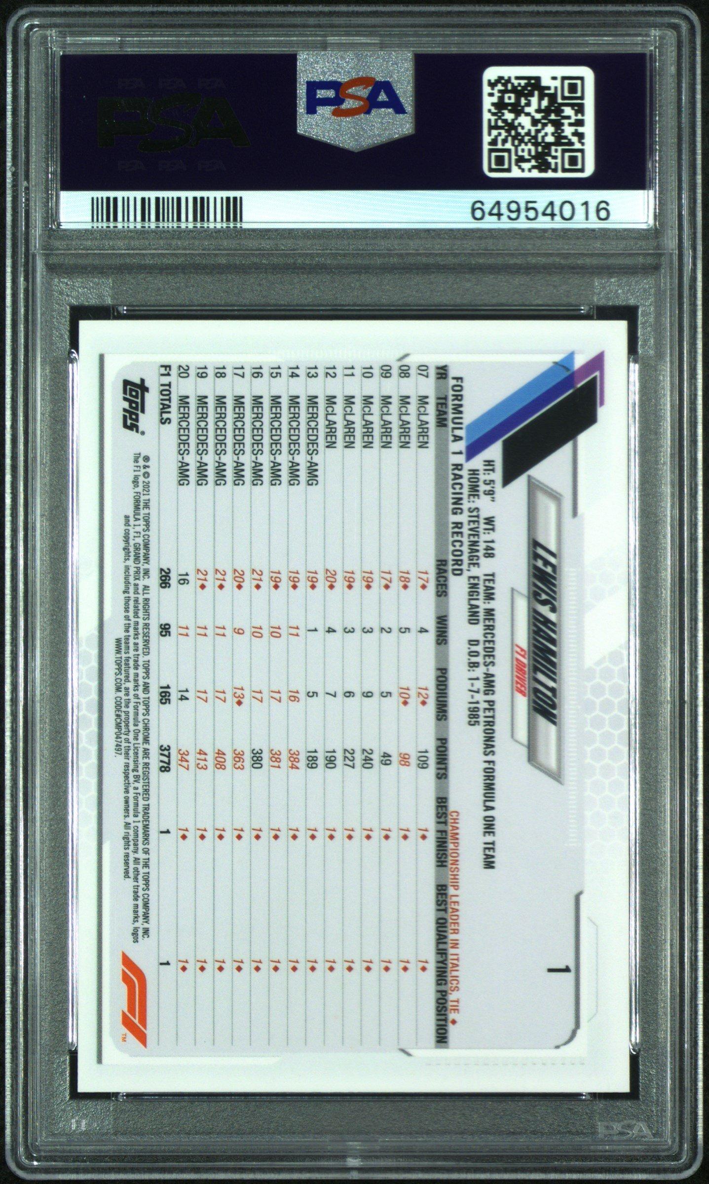 2021 Topps Chrome Formula 1 1 Lewis Hamilton Gold/purple Refractor PSA 10