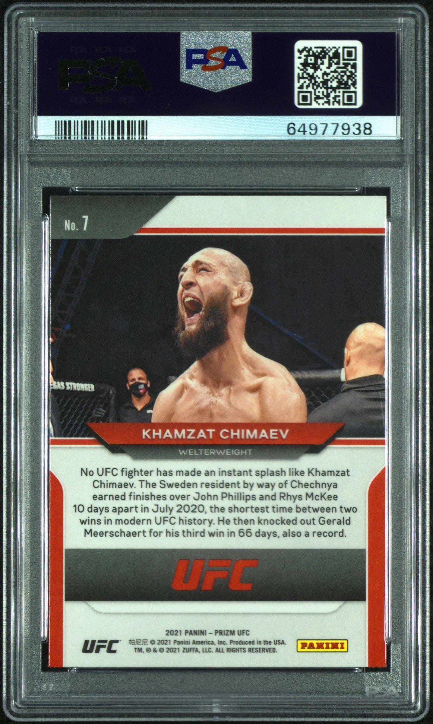 2021 Panini Prizm Ufc 7 Khamzat Chimaev PSA 10