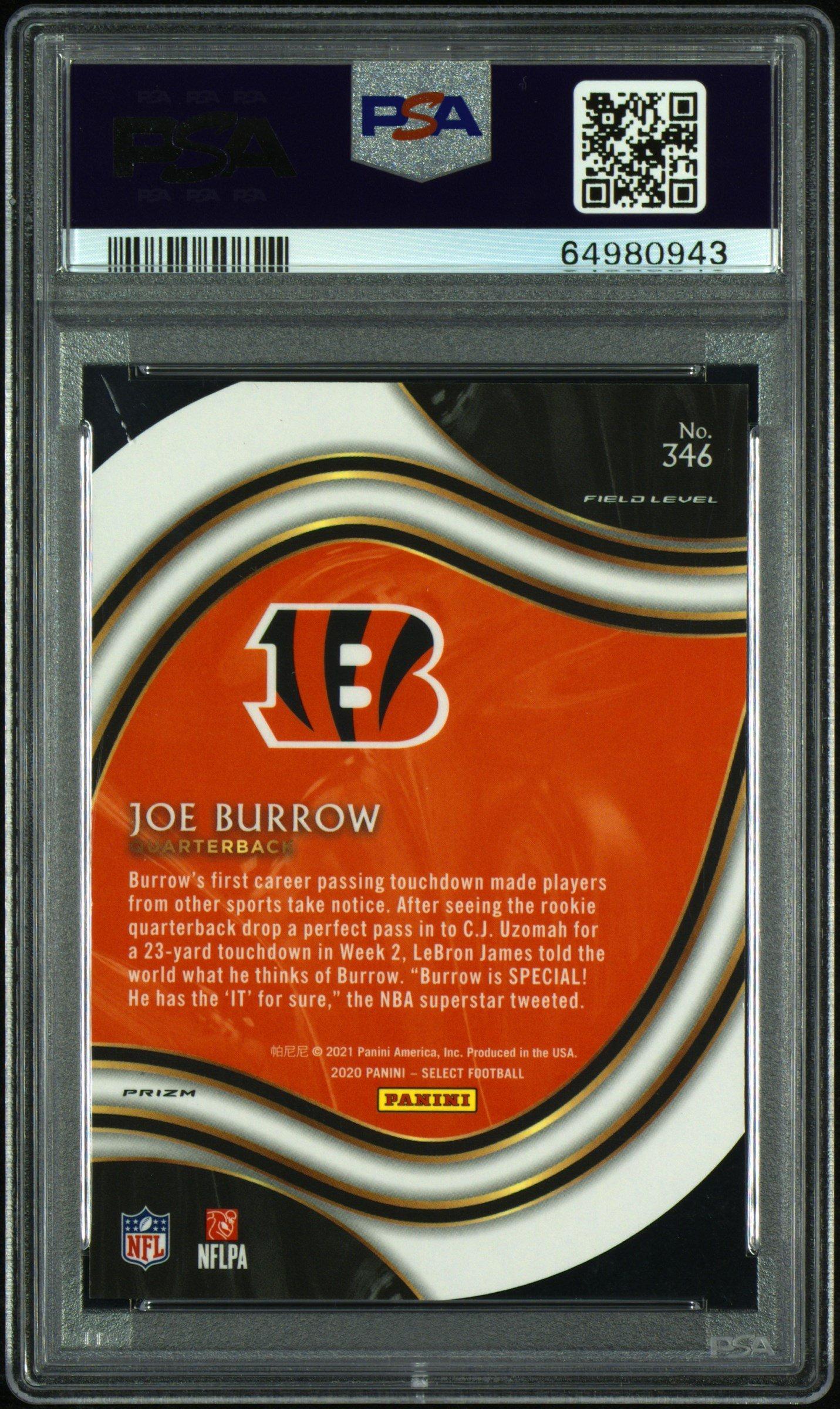 joe burrow graded card 2020 Leaf Silver Rookie #RS-04 (Gem Mint 10) 2020 Panini Select 346 Joe