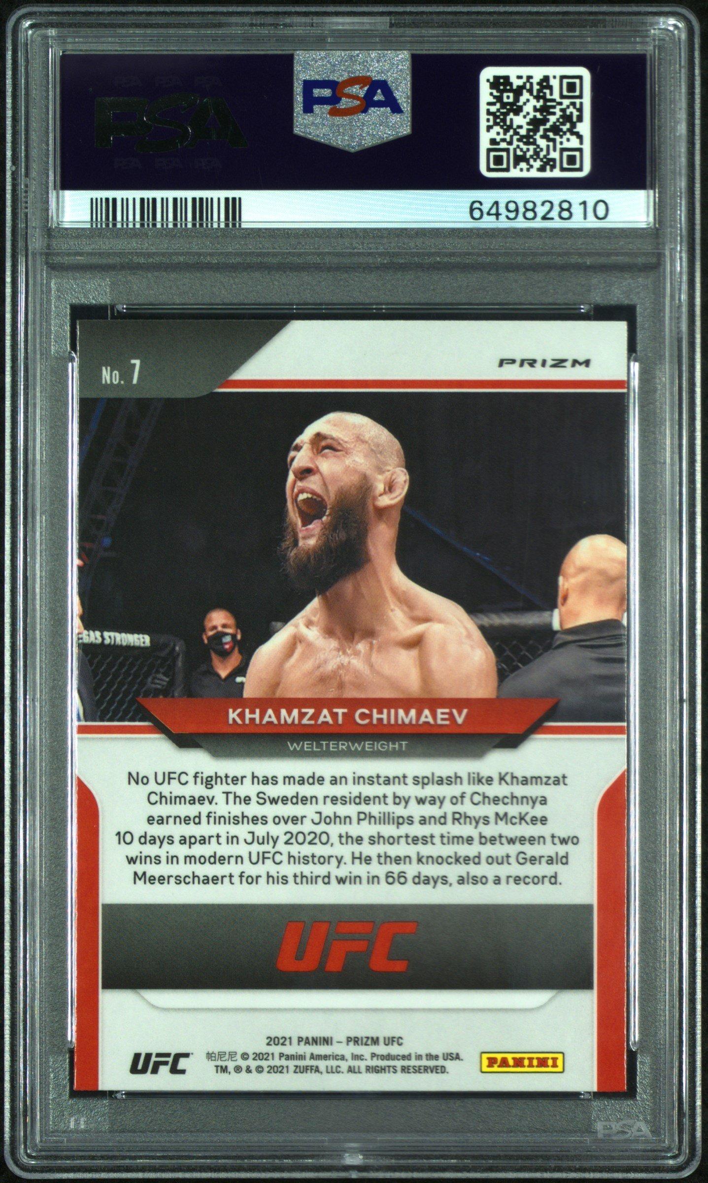 2021 Panini Prizm Ufc 7 Khamzat Chimaev Silver Prizm PSA