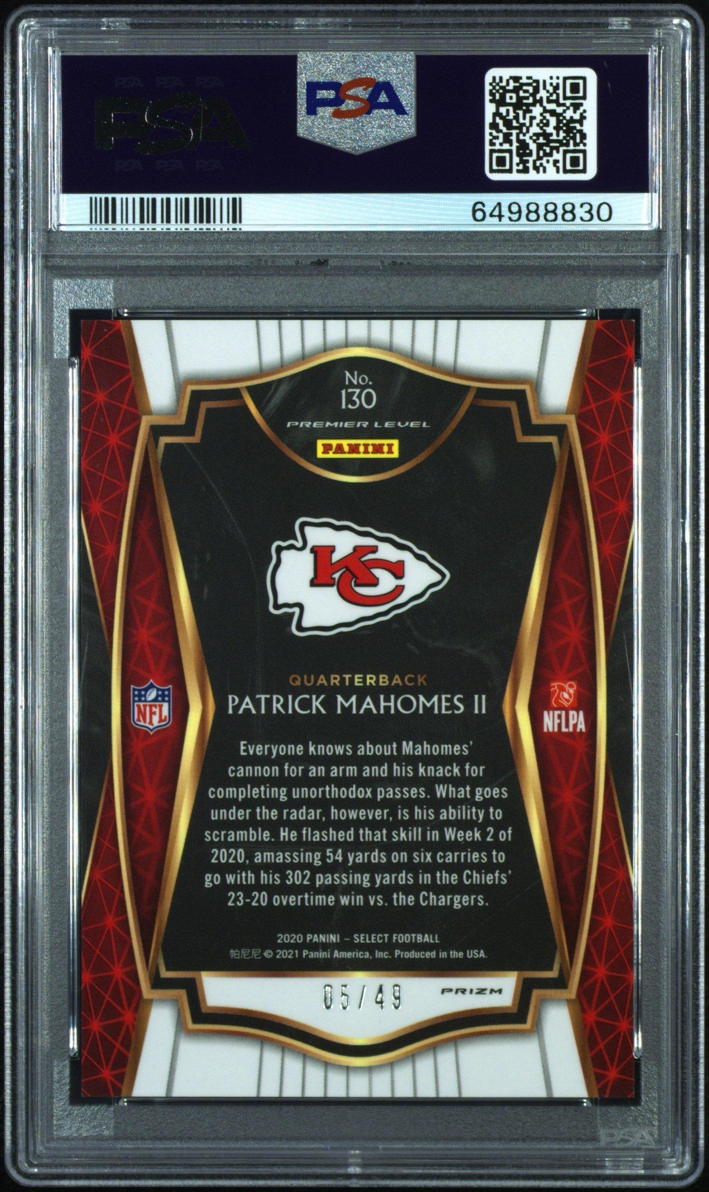 2020 Panini Select 130 Patrick Mahomes Ii Red Disco Prizm PSA 9