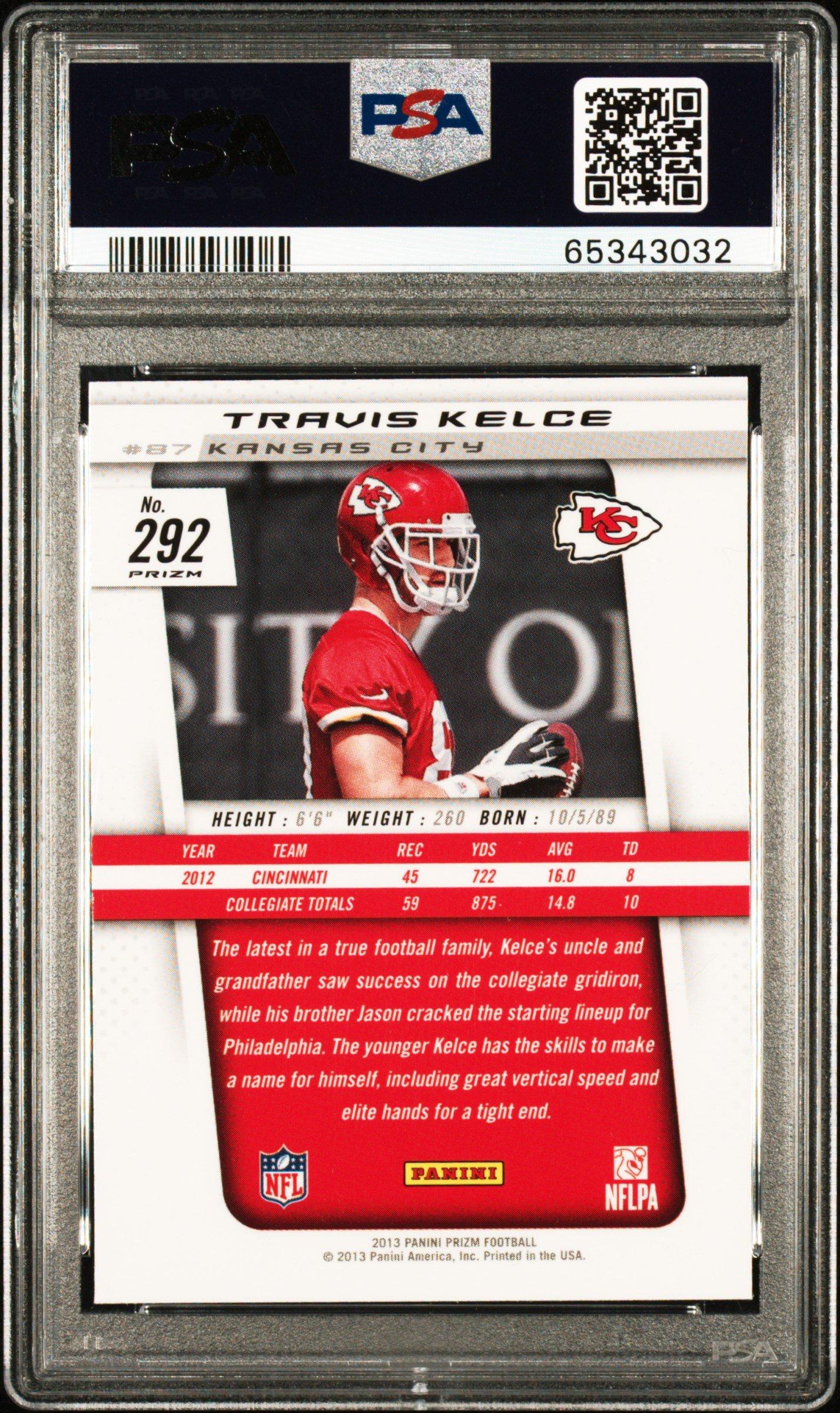 2013 Panini Prizm 292 Travis Kelce Green Prizm PSA 10