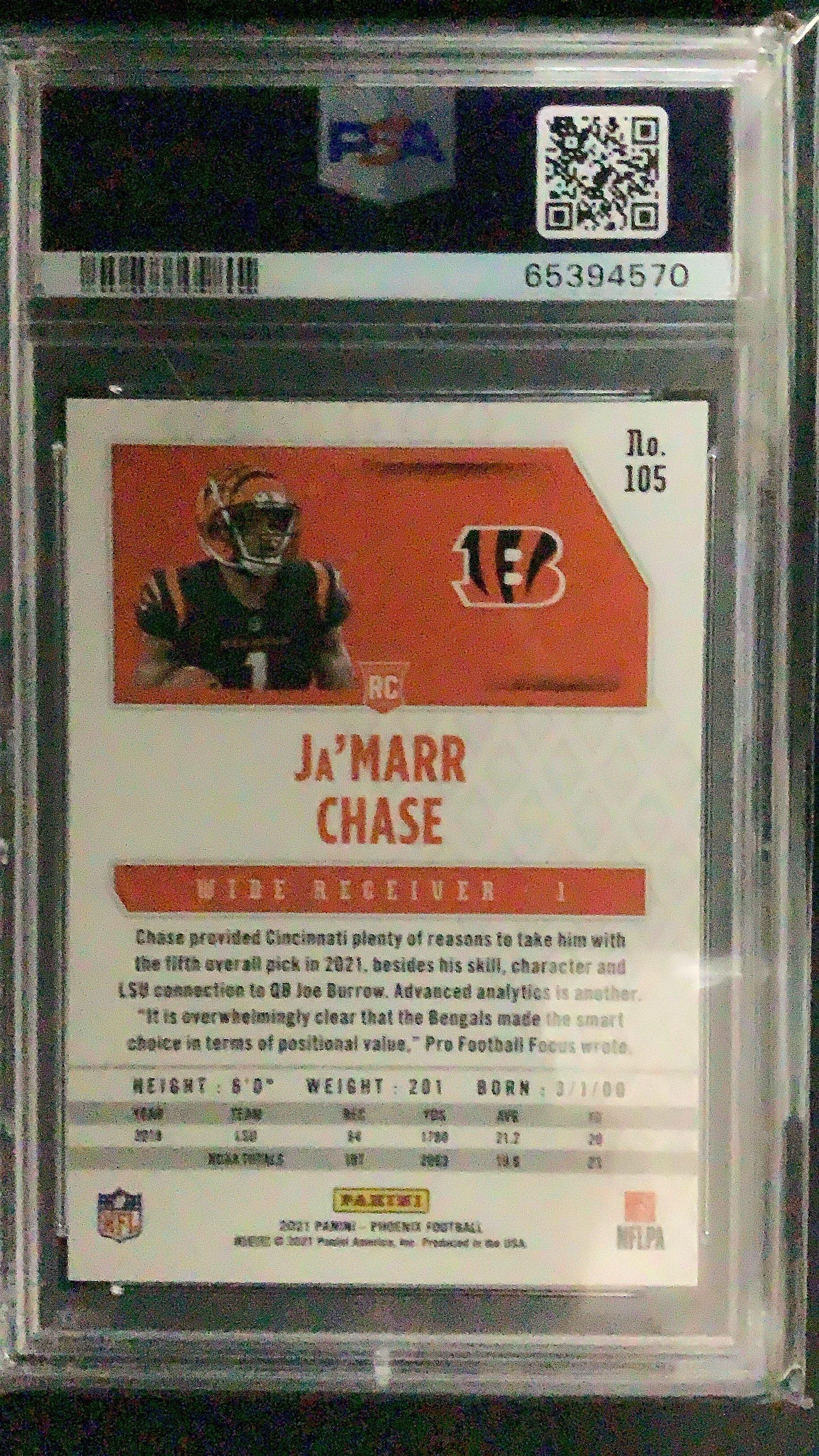 2021 Panini Phoenix 105 Ja'marr Chase Celestial PSA 10