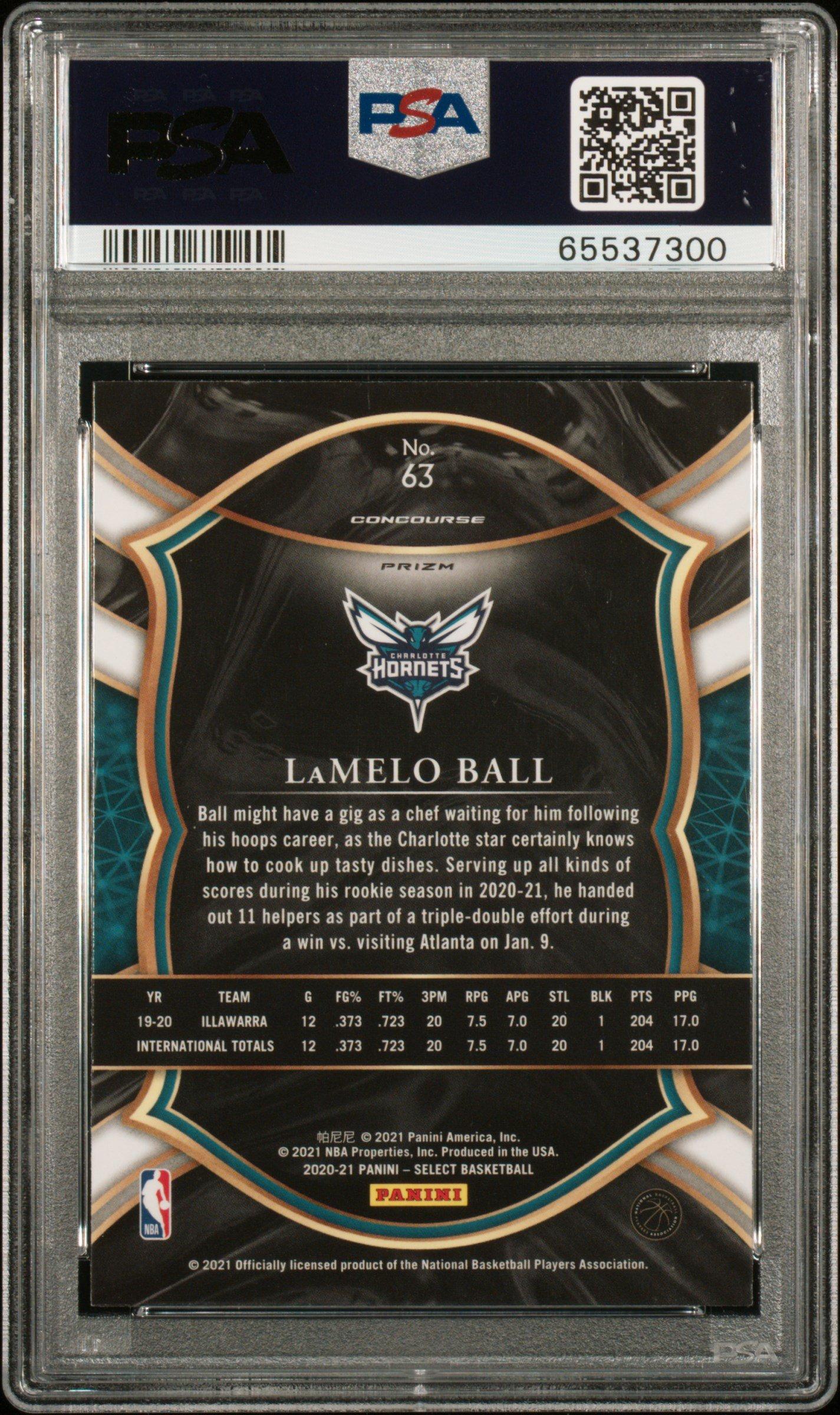 2020 Panini Select 63 Lamelo Ball Silver Prizm PSA 9 Graded Card