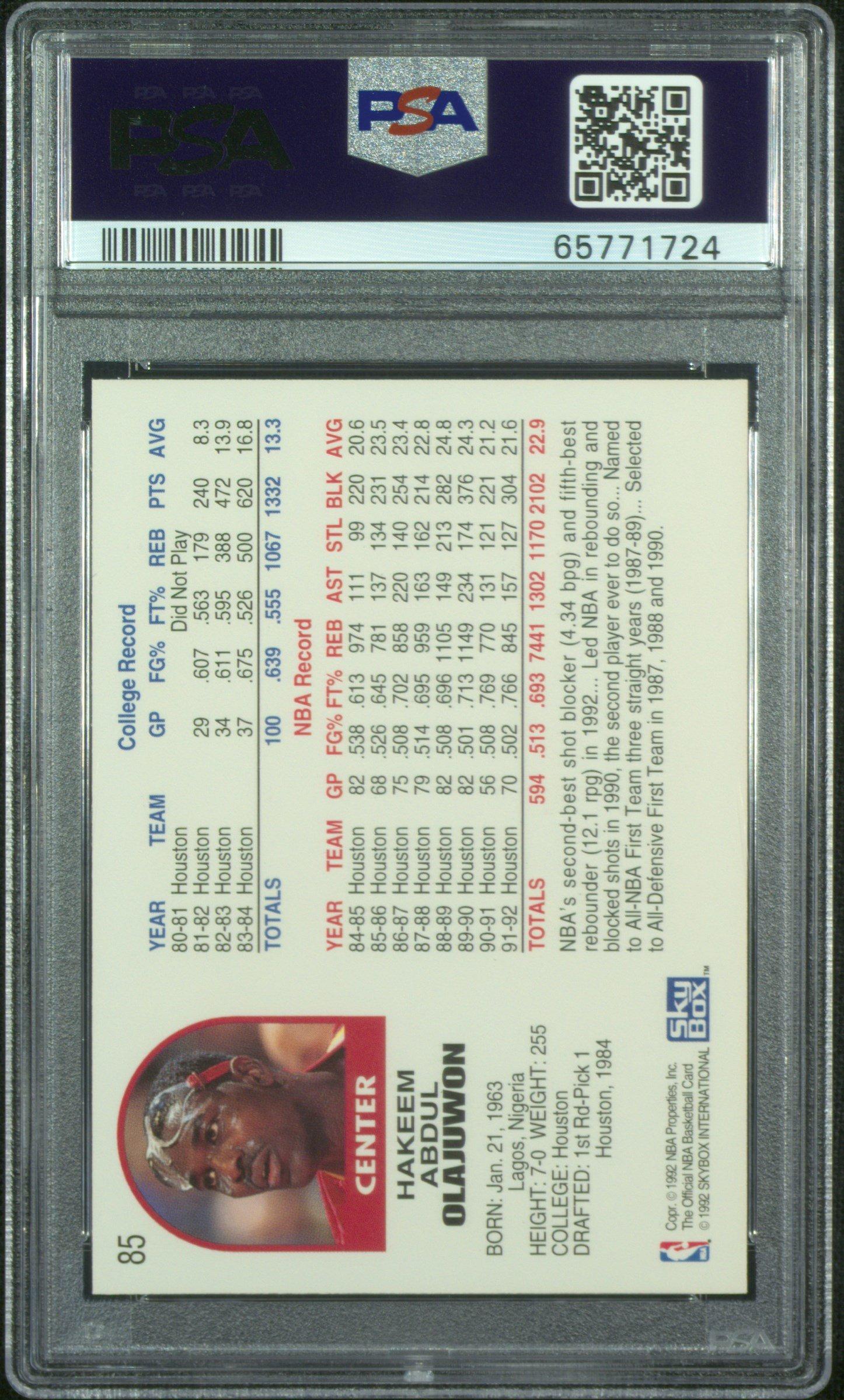 1992 Hoops 85 Hakeem Olajuwon PSA 9