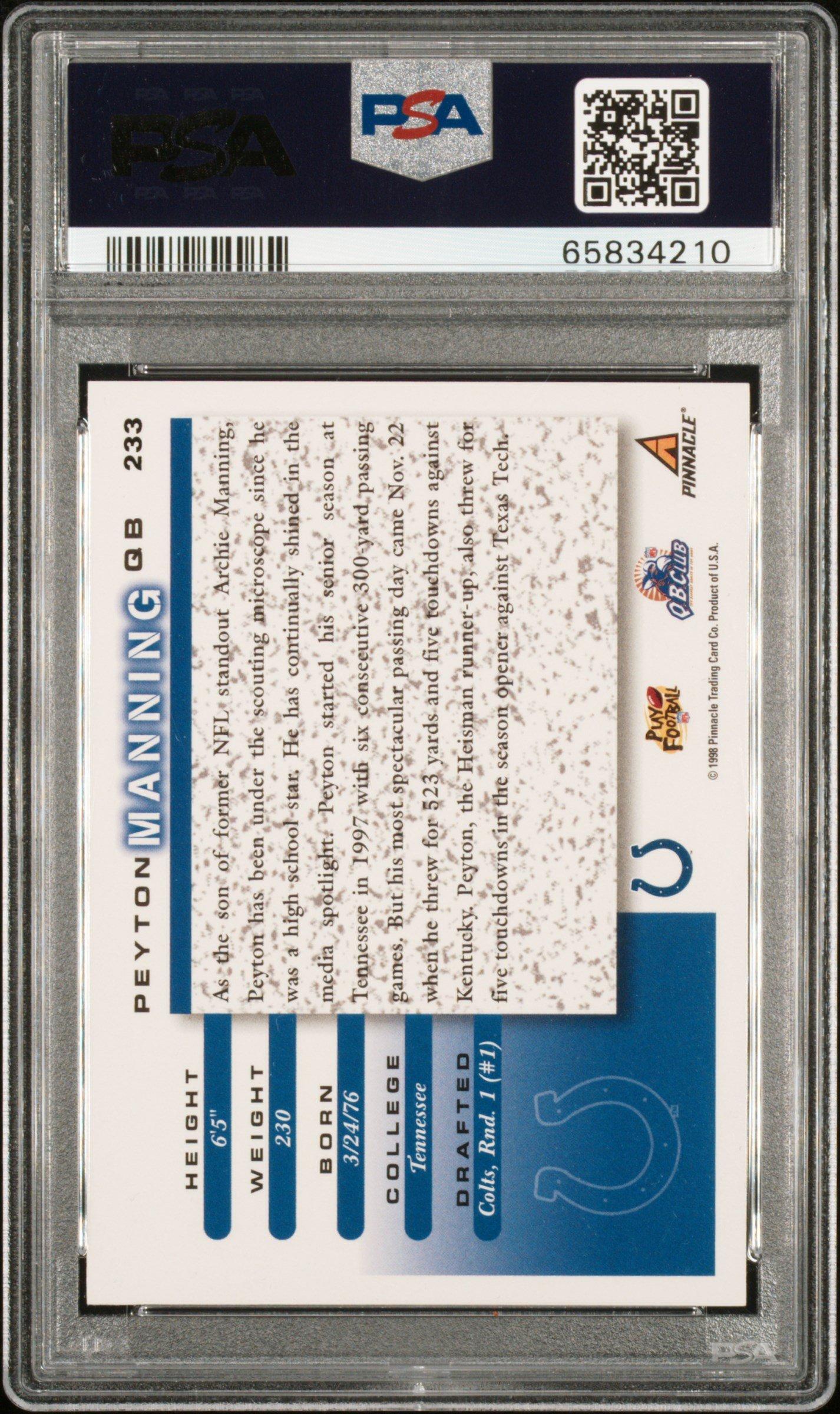 1998 Score 233 Peyton Manning PSA 9
