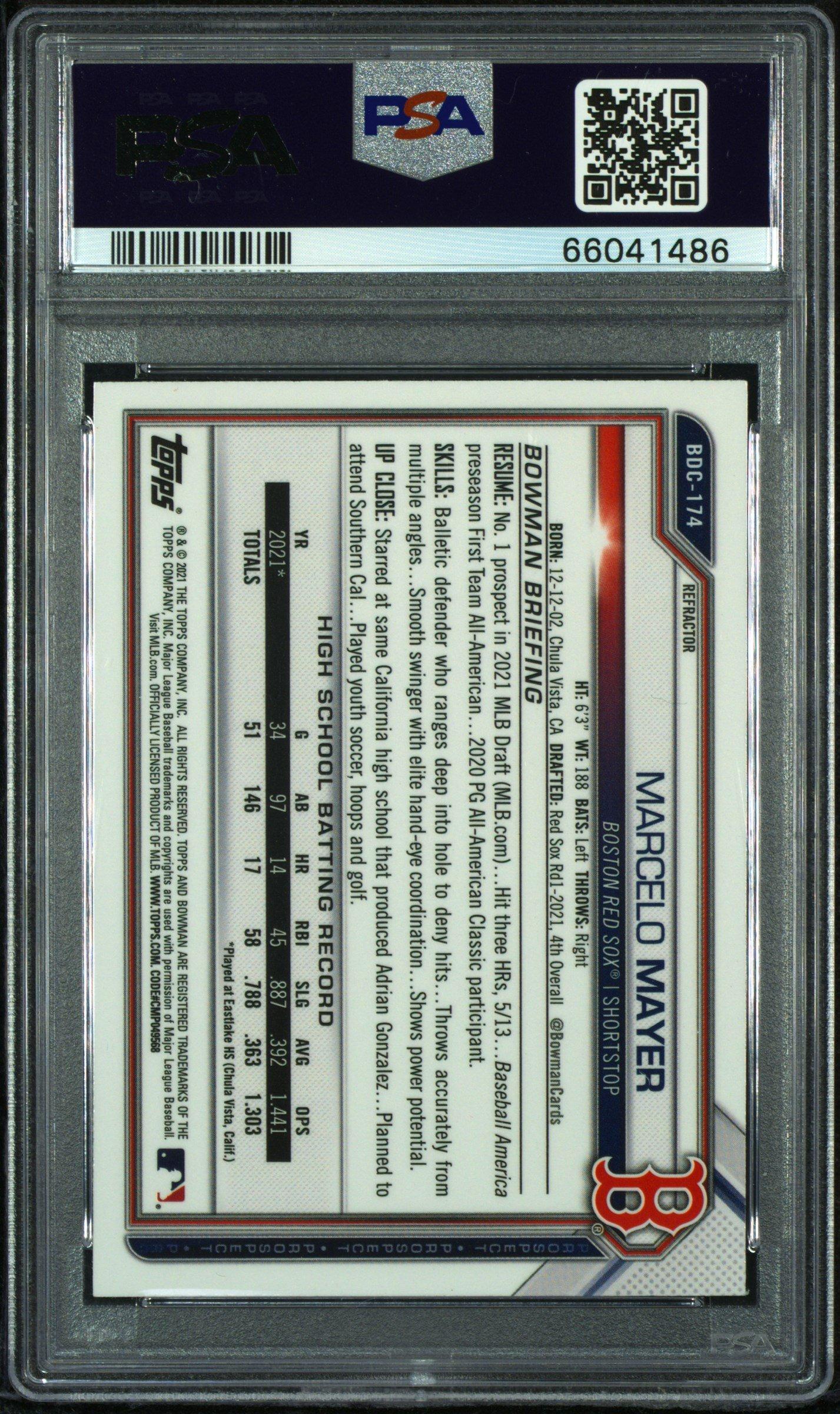2021 Bowman Draft Bdc174 Marcelo Mayer Chrome-refractor PSA