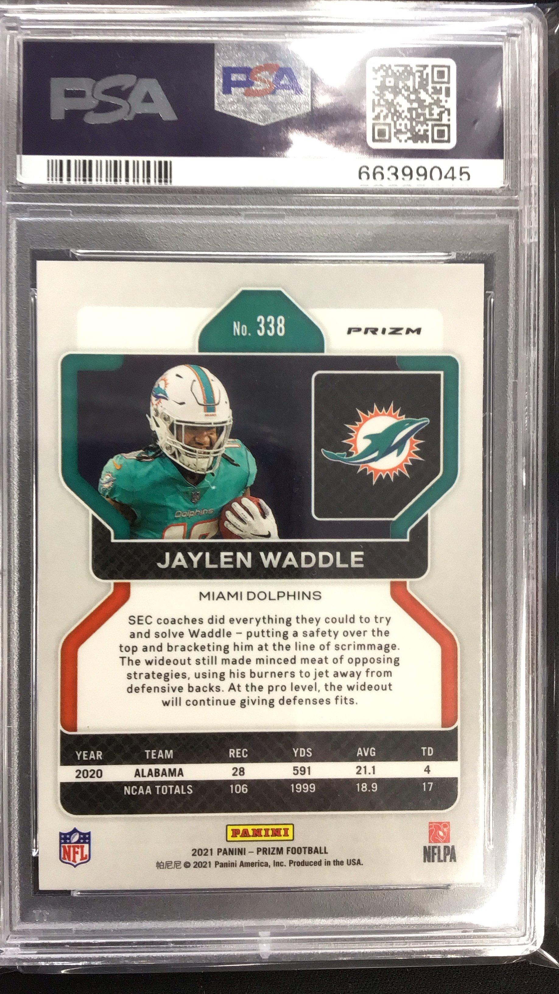 2021 Panini Prizm 338 Jaylen Waddle Lazer Prizm PSA 10
