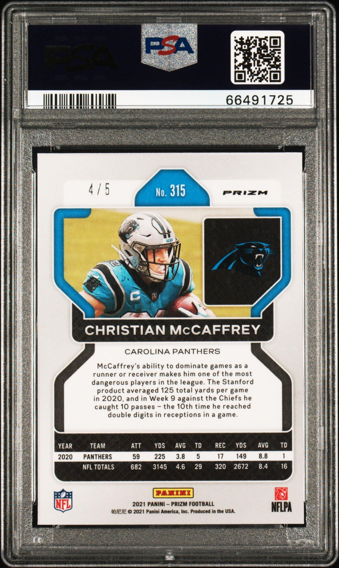 2021 Panini Prizm 315 Christian Mccaffrey Green Shimmer PSA 9