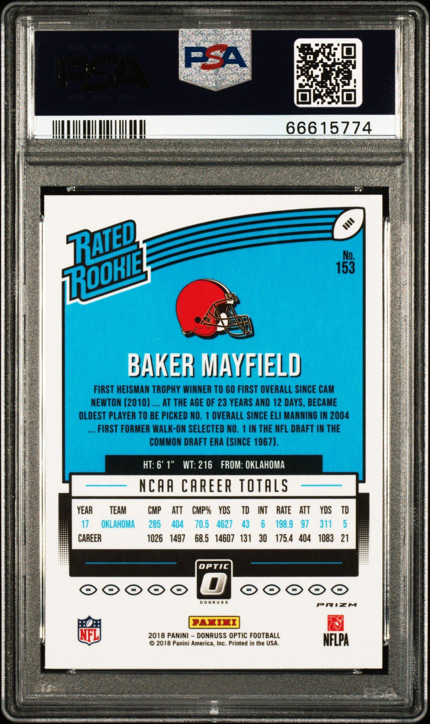2018 Panini Donruss Optic 153 Baker Mayfield Pink PSA 9