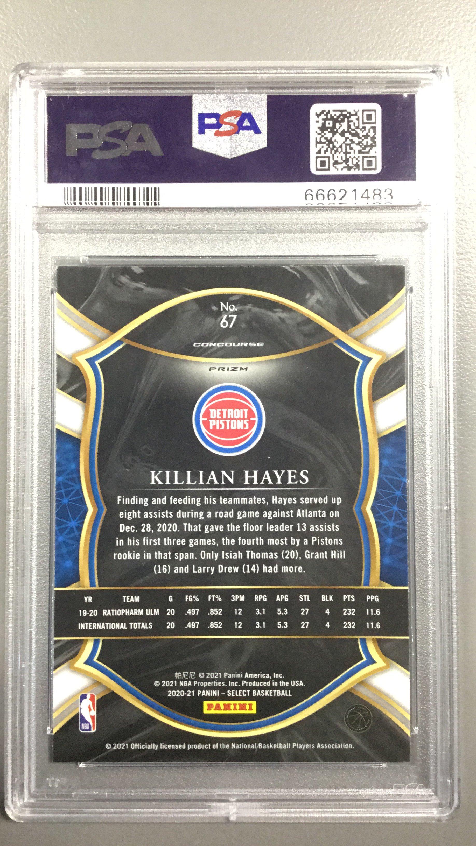 2020 Panini Select 67 Killian Hayes Green/white/purple PSA 10