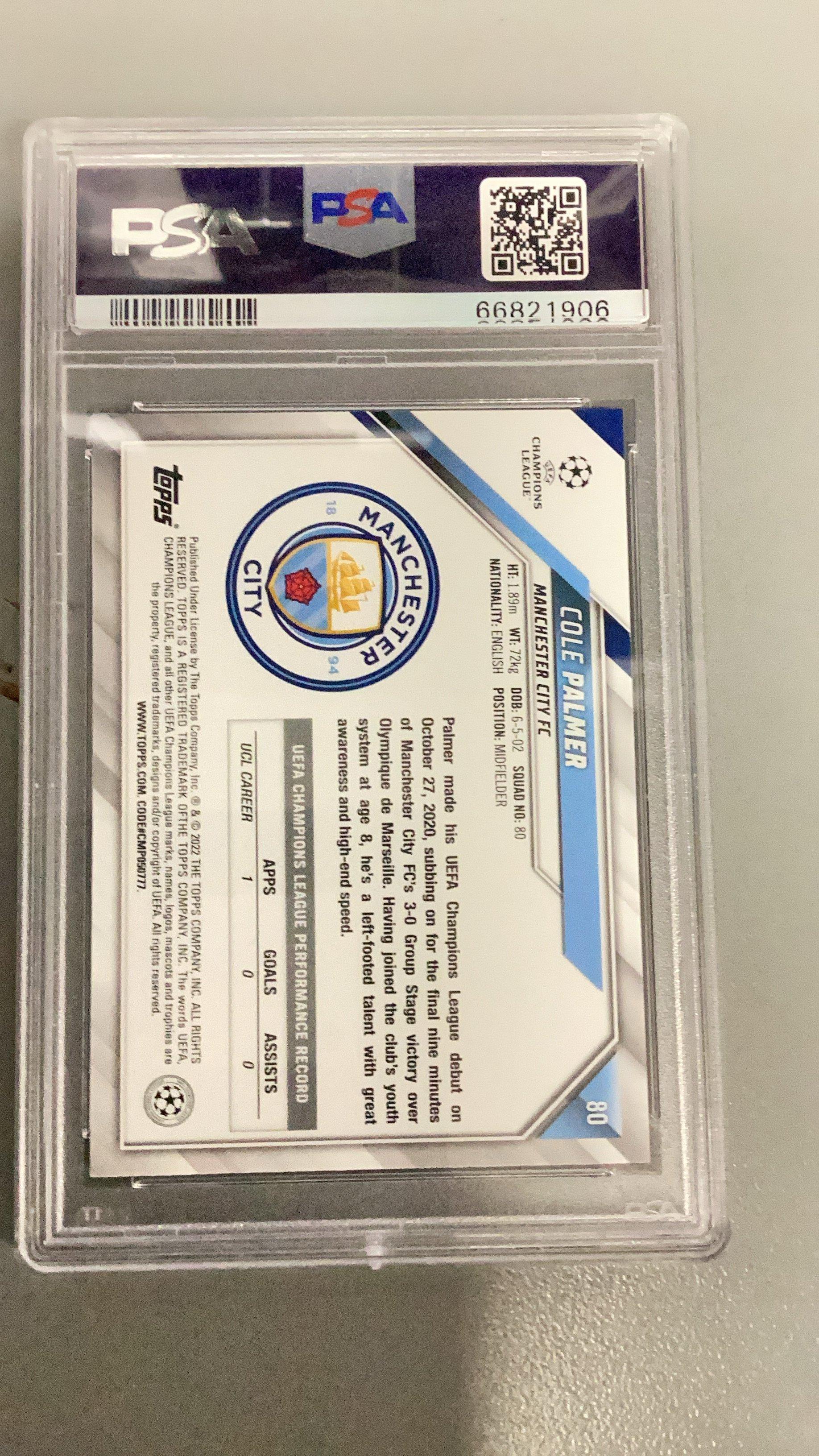 2021 Topps Uefa Champions League Jade Edition 80 Cole Palmer PSA 10