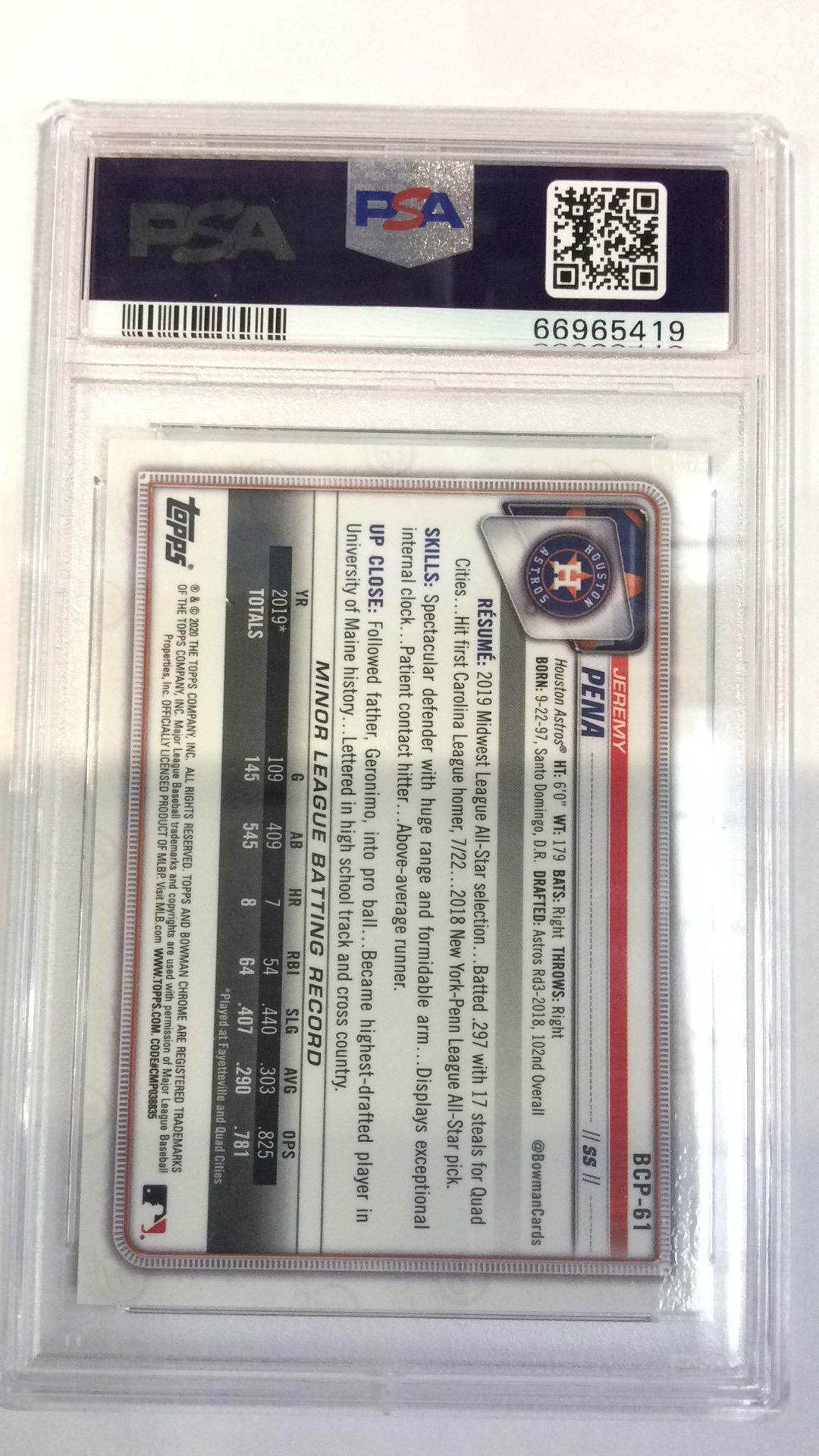2020 Bowman Chrome Mega Box Bcp61 Jeremy Pena PSA 10