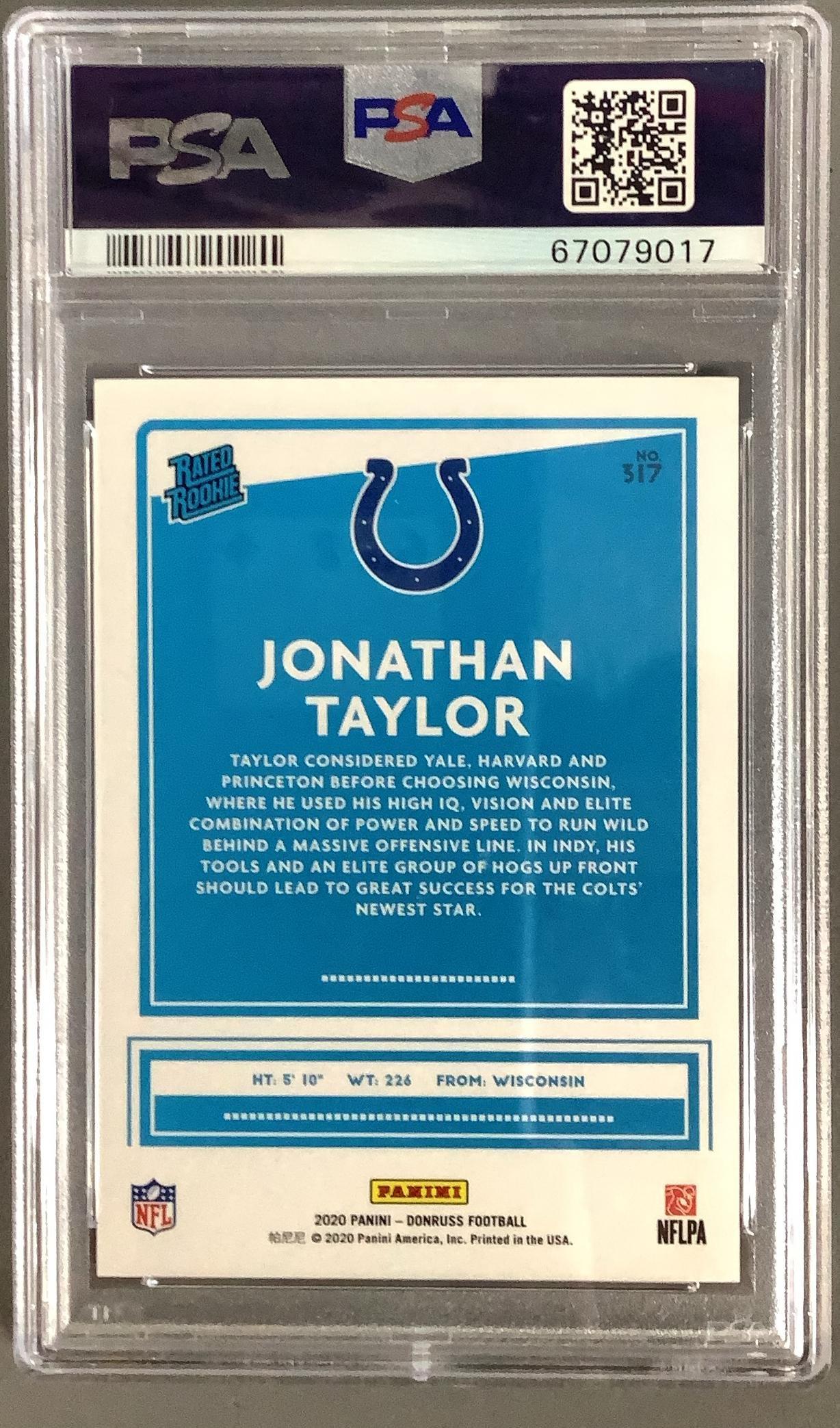 2020 Panini Donruss 317 Jonathan Taylor PSA 9