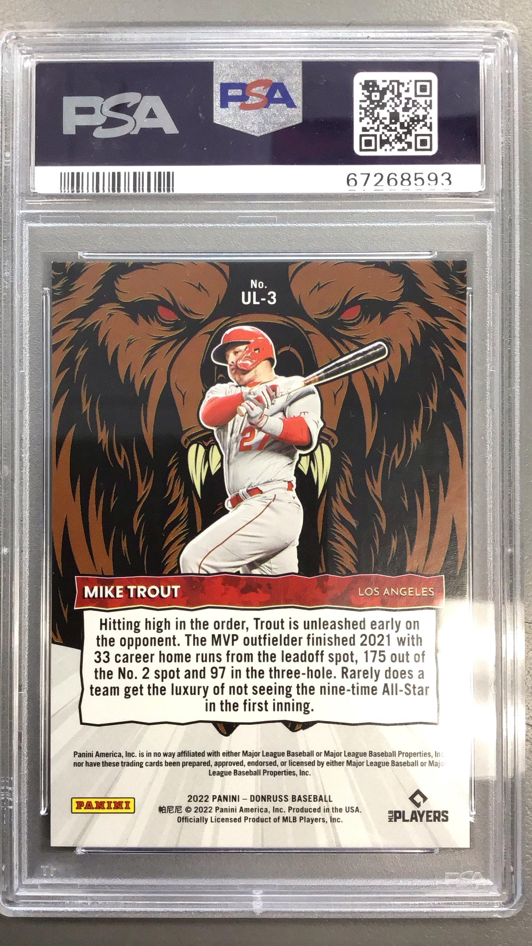 2022 Panini Donruss Unleashed Ul3 Mike Trout Red PSA 9