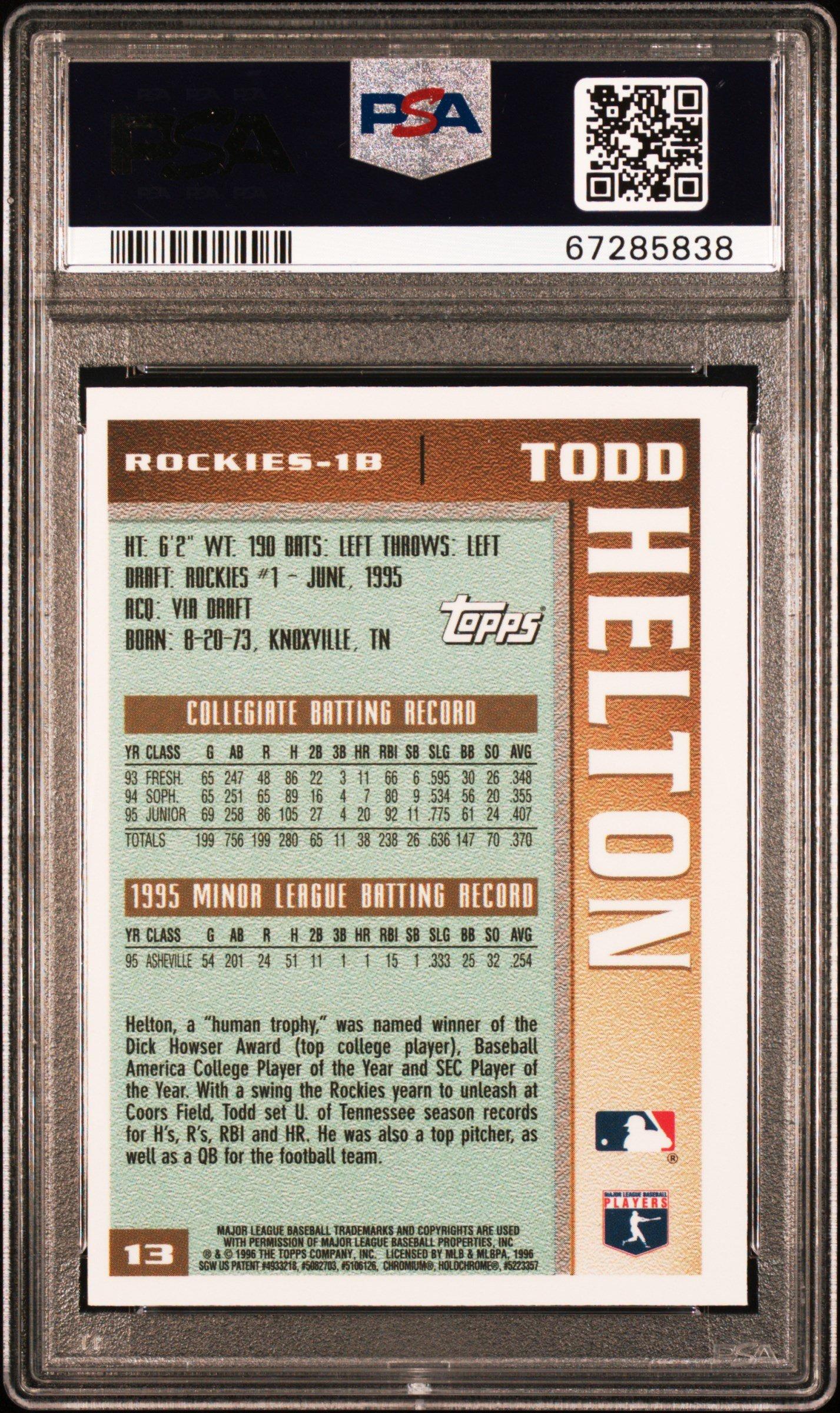 1996 Topps Chrome 13 Todd Helton PSA 9