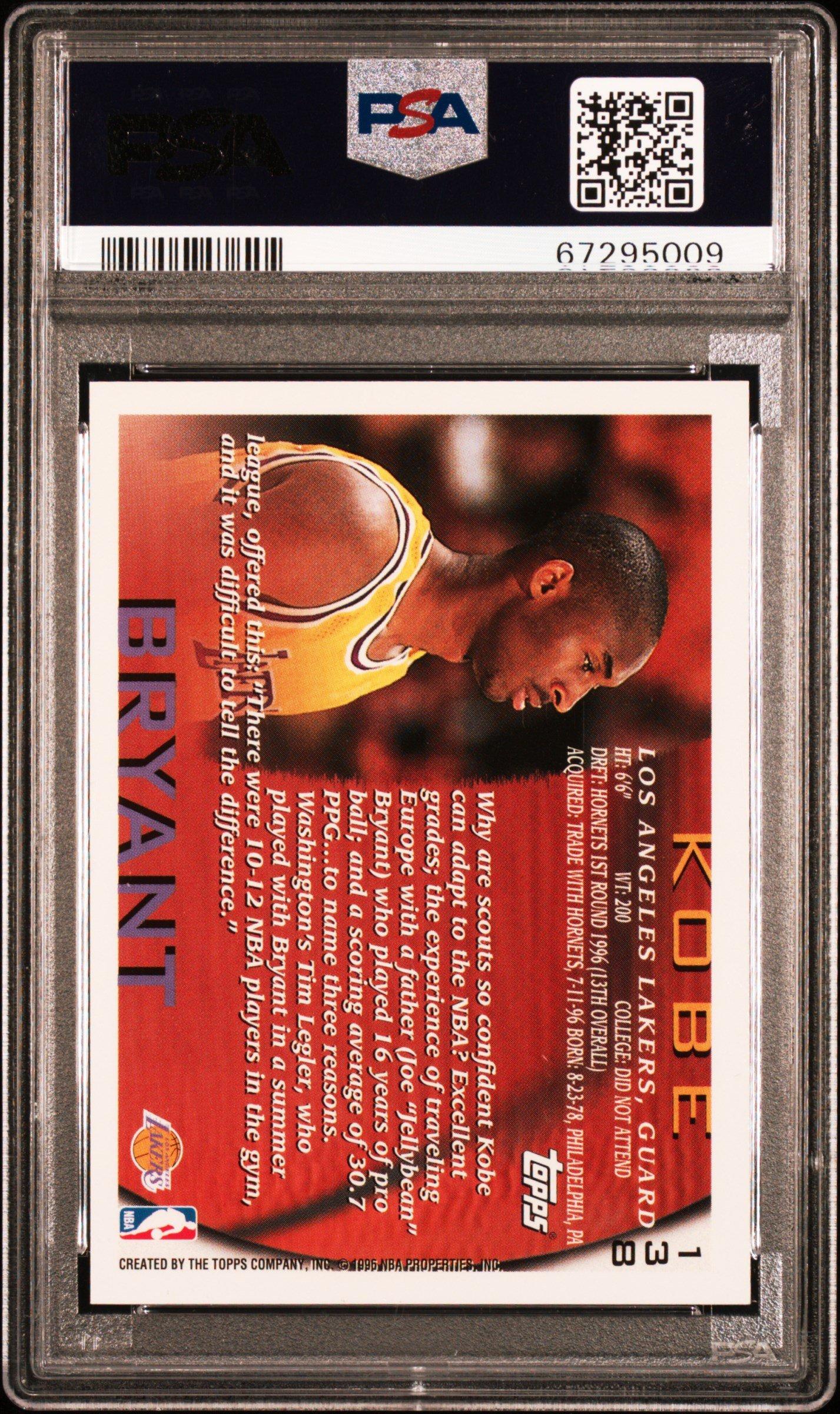 1996 Topps 138 Kobe Bryant PSA 9 Graded Card | GameStop