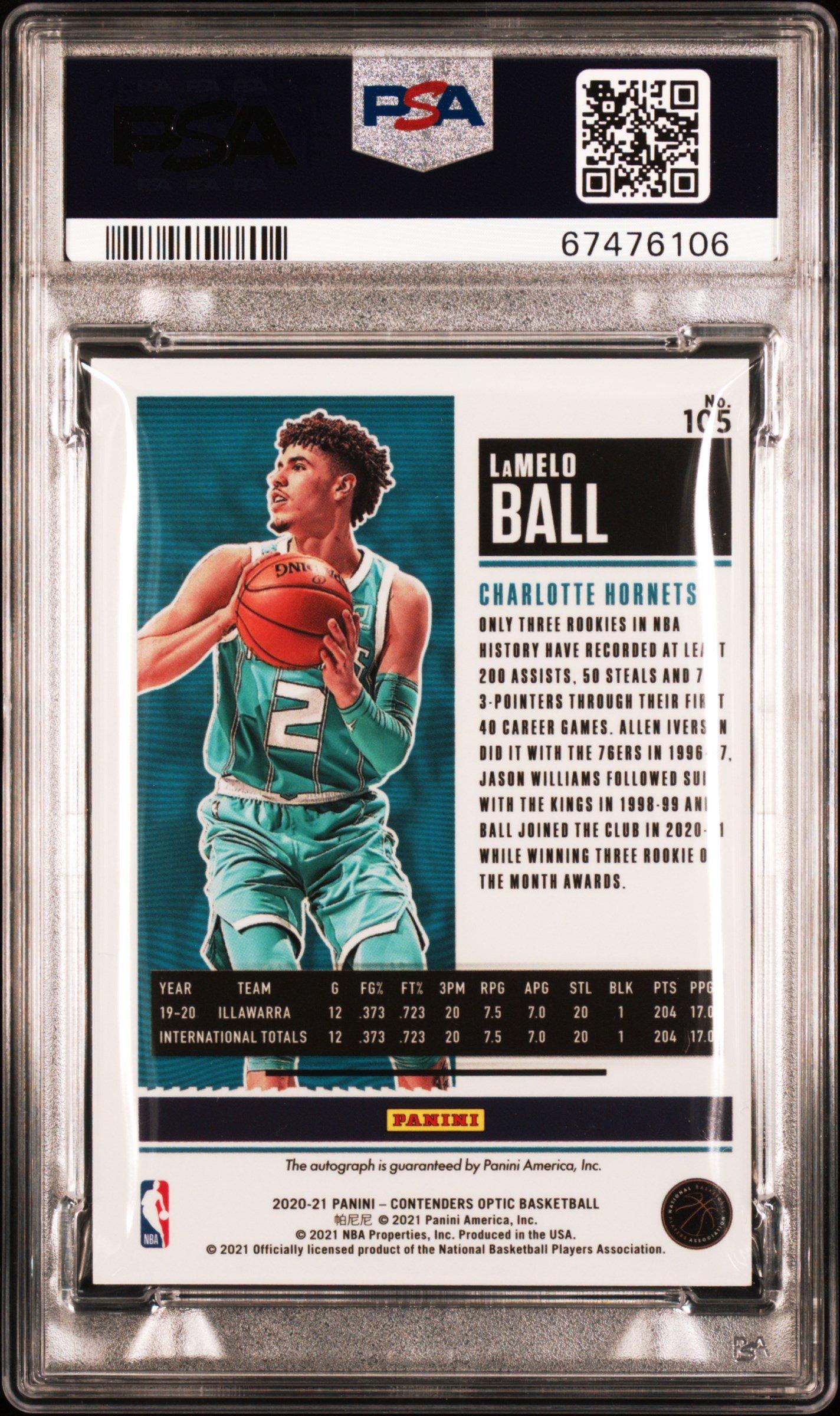 2020 Panini Contenders Optic 105 Lamelo Ball Autograph PSA 9