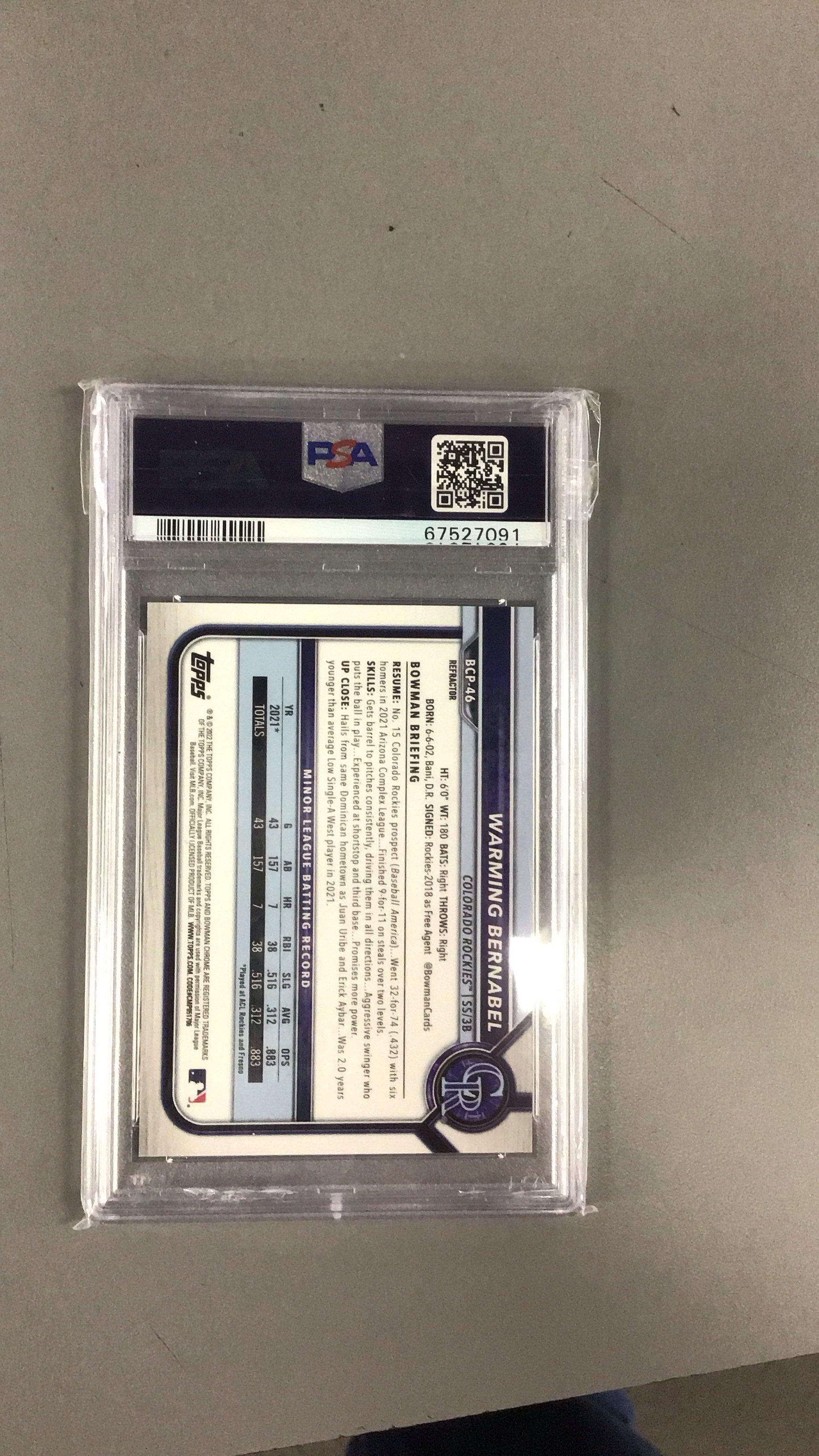 2022 Bowman Chrome Prospects Bcp46 Warming Bernabel Refractor PSA 10