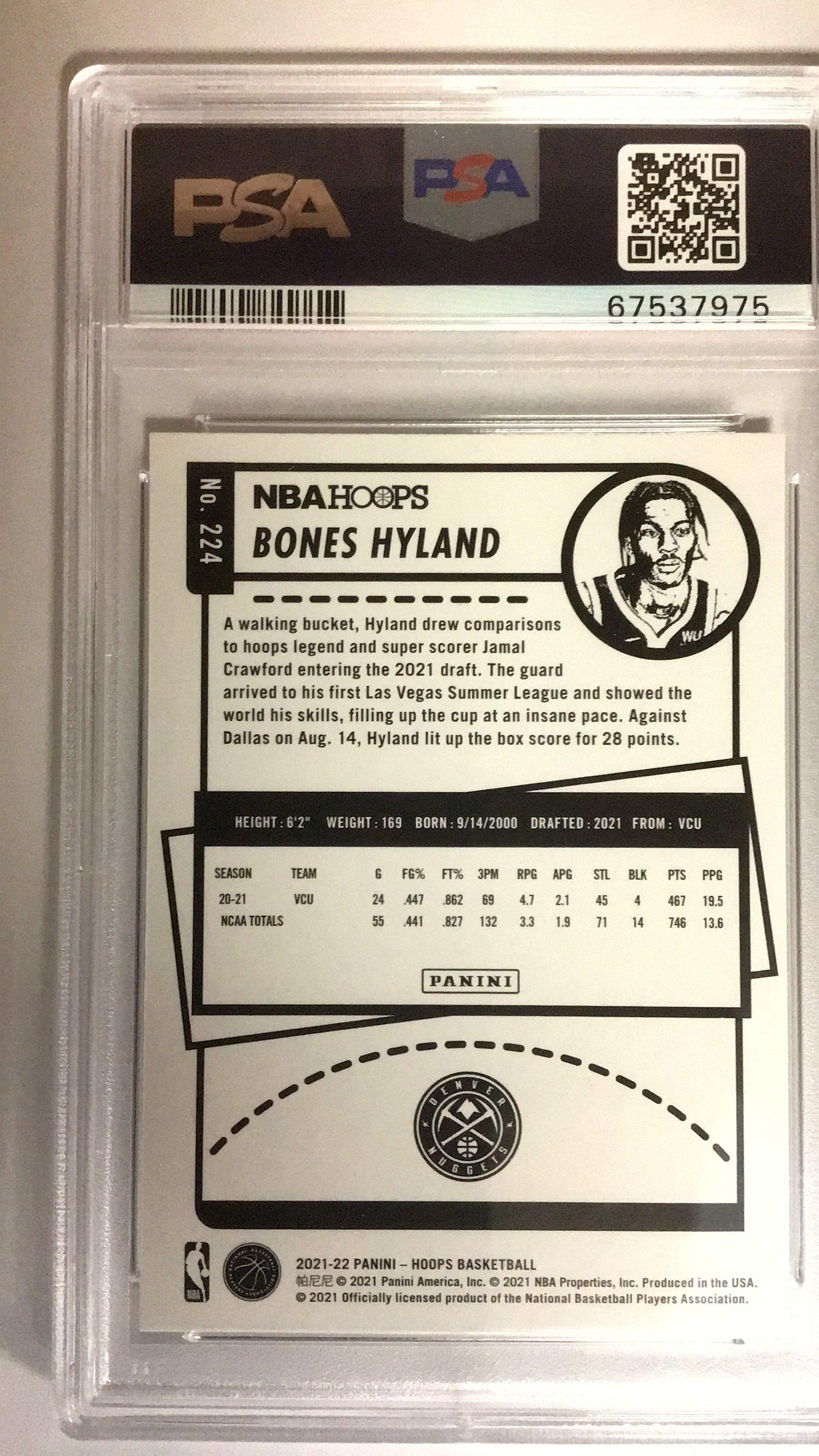 2021 Panini Nba Hoops 224 Bones Hyland PSA 10