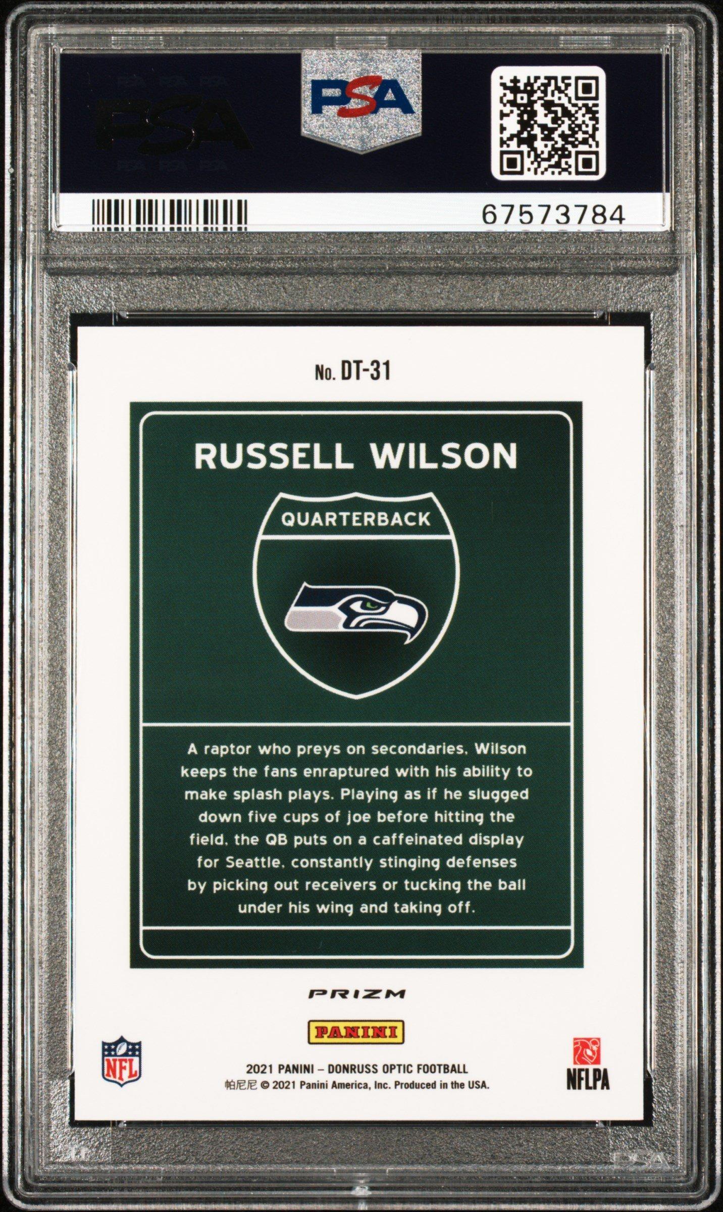 2021 Panini Donruss Optic Downtown Dt31 Russell Wilson PSA