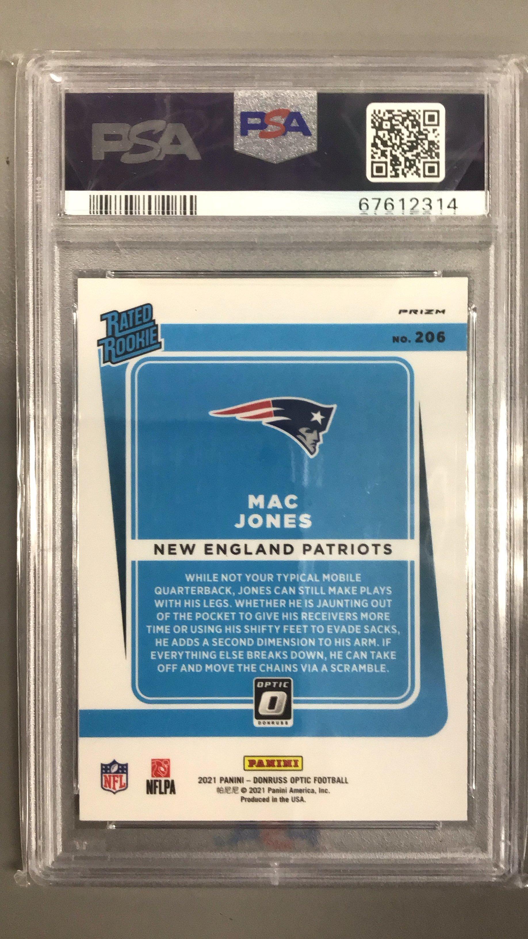 2021 Panini Donruss Optic 206 Mac Jones Purple Shock PSA 9
