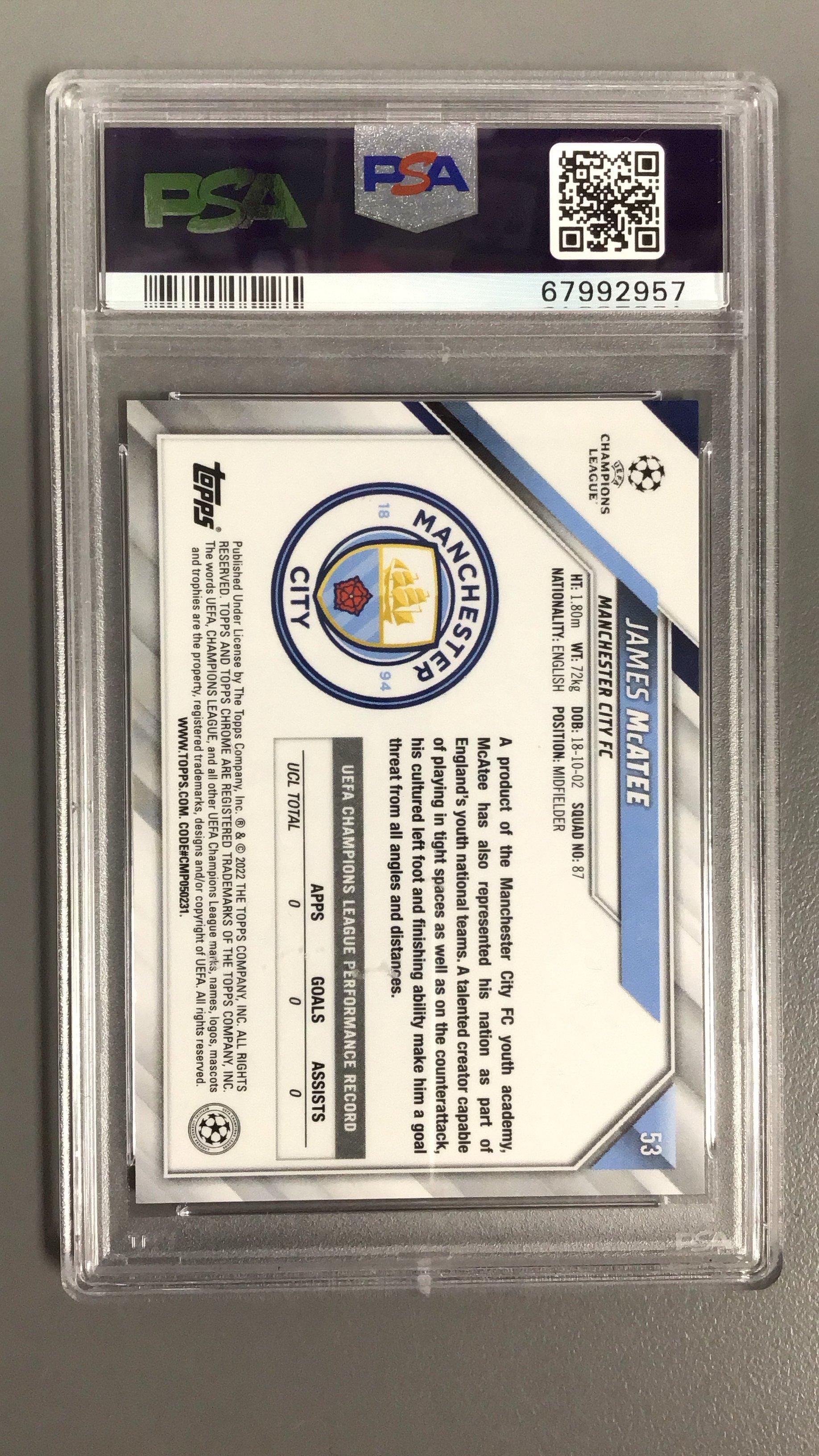 2021 Topps Chrome Uefa Champions League 53 James Mcatee PSA 10