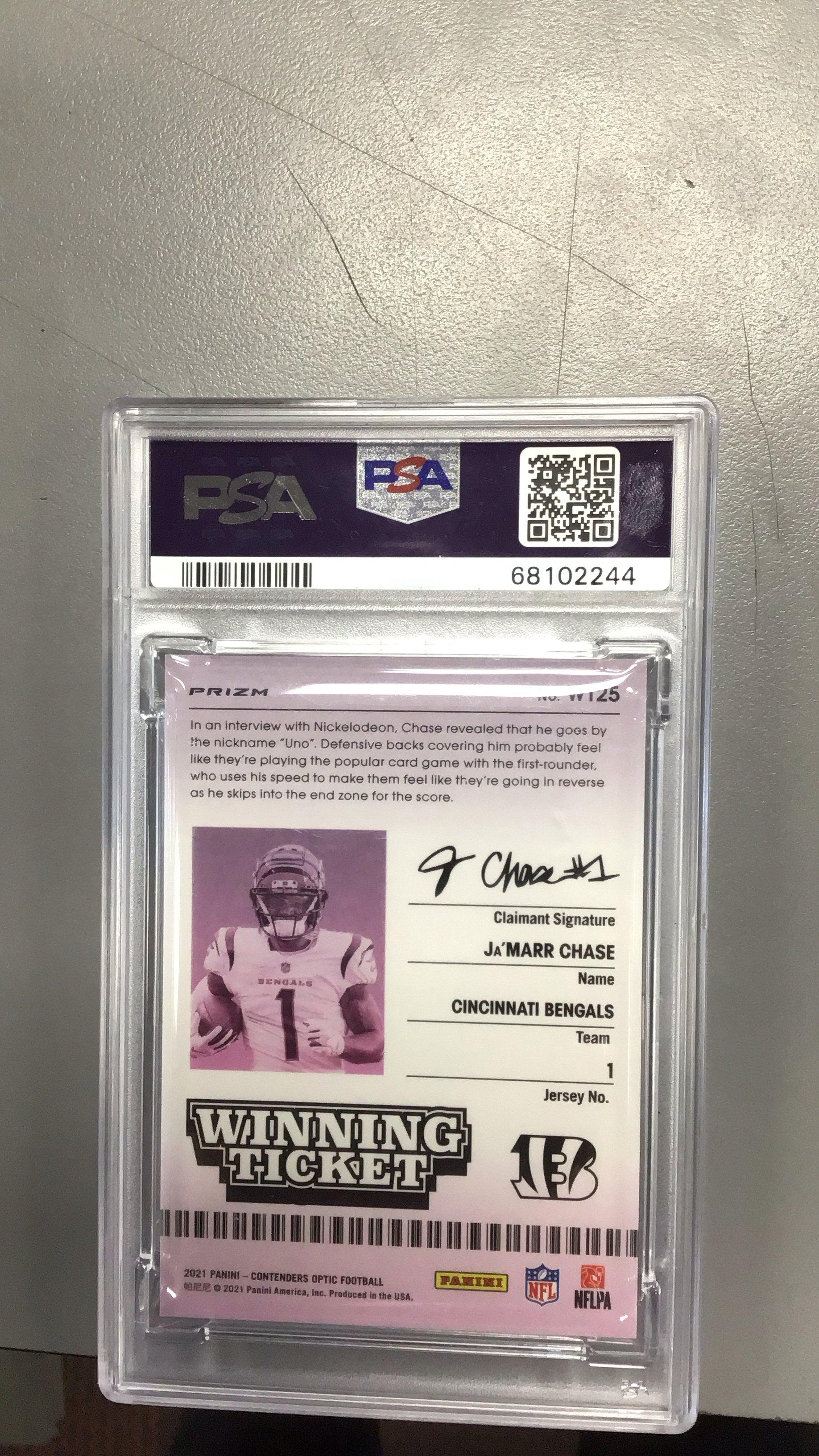 2021 Panini Contenders Optic Winning Tickets Wt25 Ja’marr Chase PSA 9