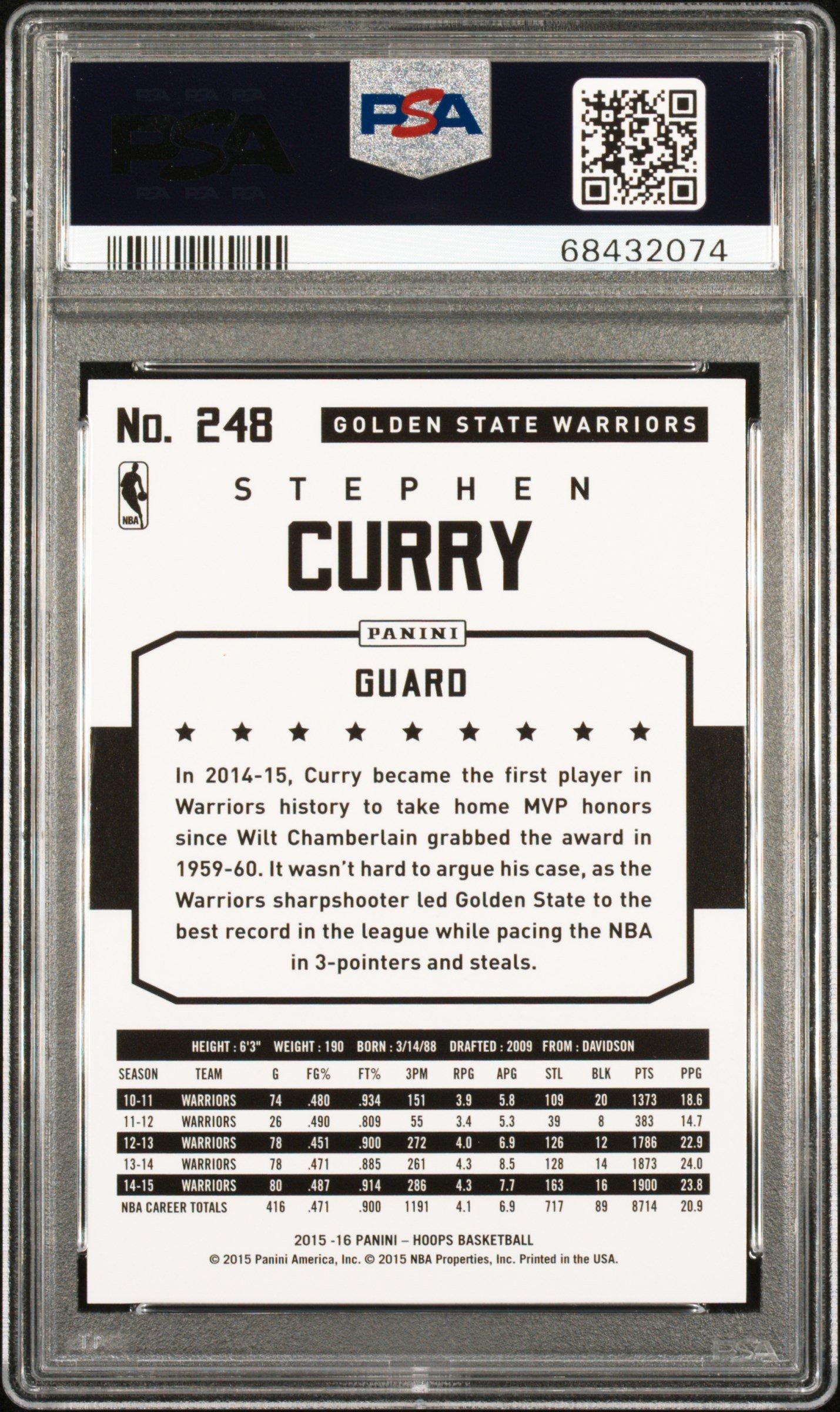 2015 Panini Hoops 248 Stephen Curry PSA 10