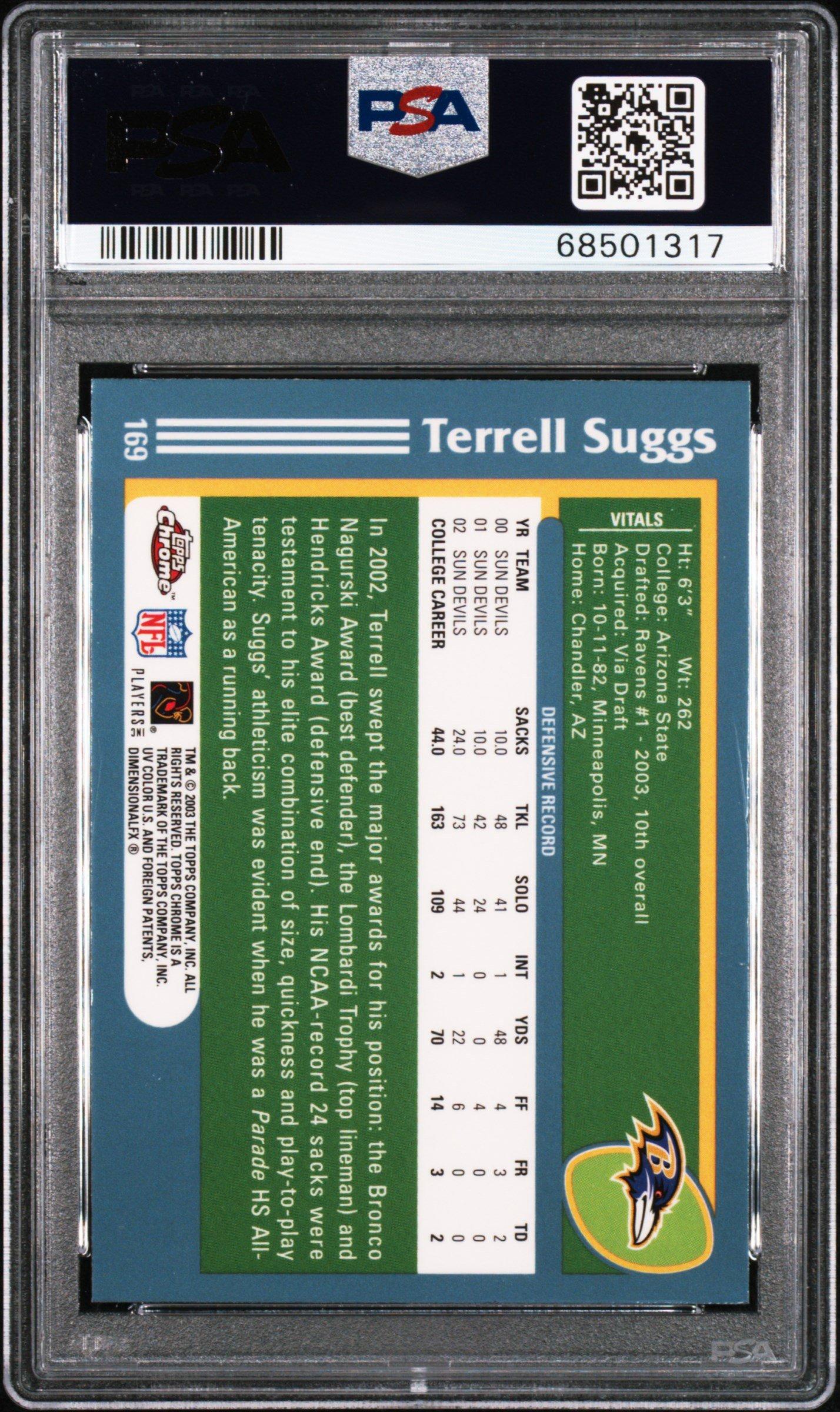 2003 Topps Chrome 169 Terrell Suggs PSA 8