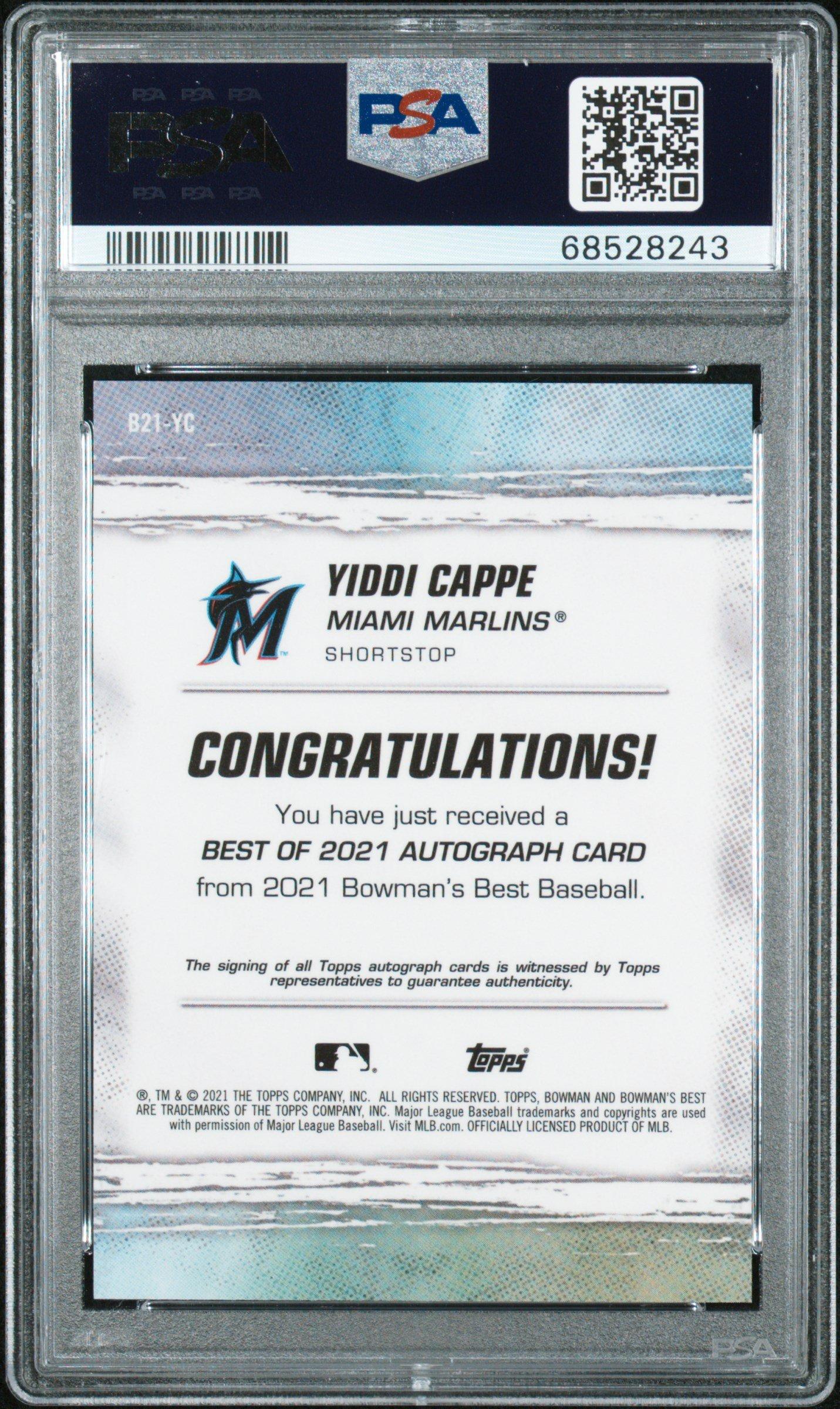 2021 Bowman's Best Best Of 2021 Autographs B21yc Yiddi Cappe PSA 9