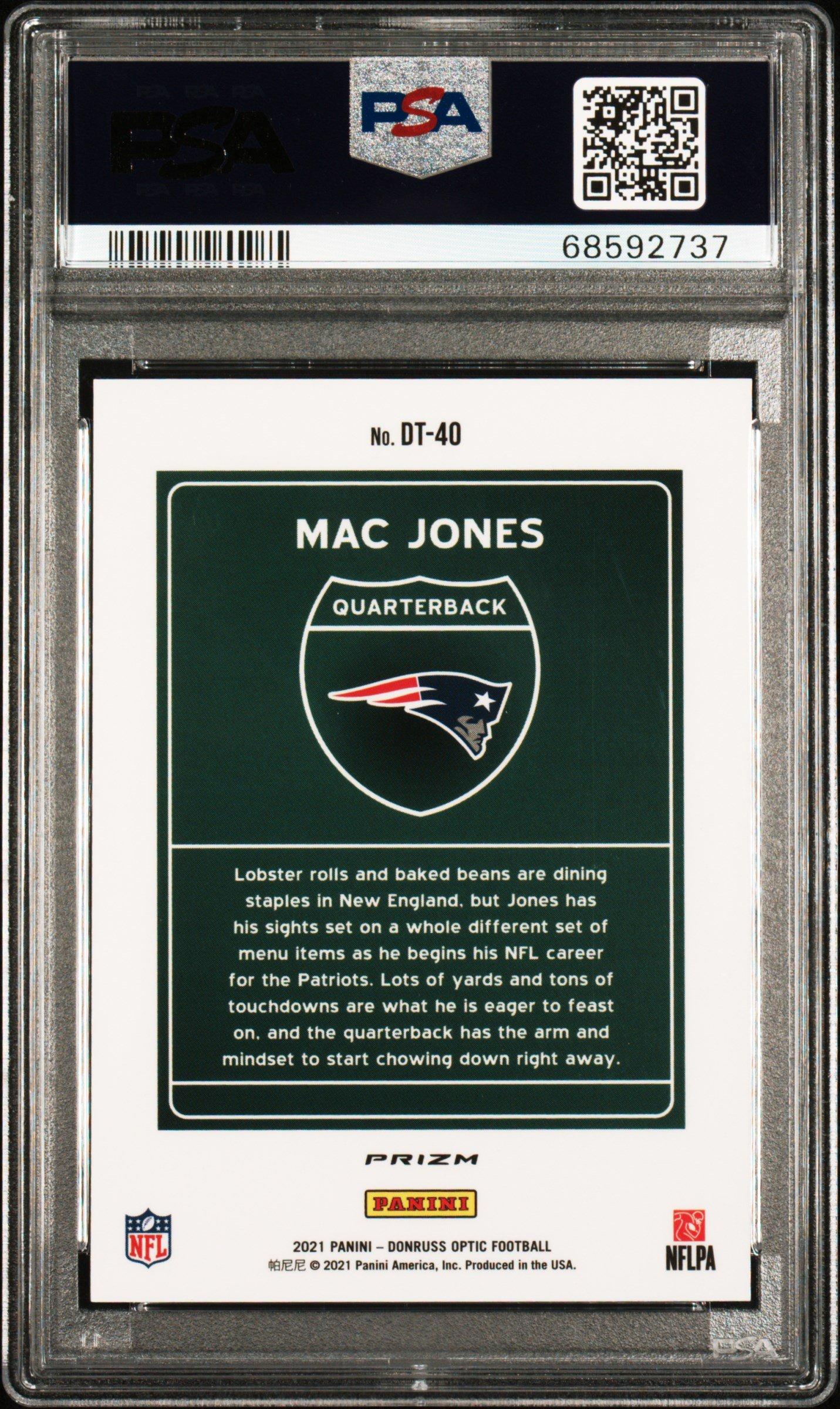 2021 Panini Donruss Optic Downtown Dt40 Mac Jones PSA 9