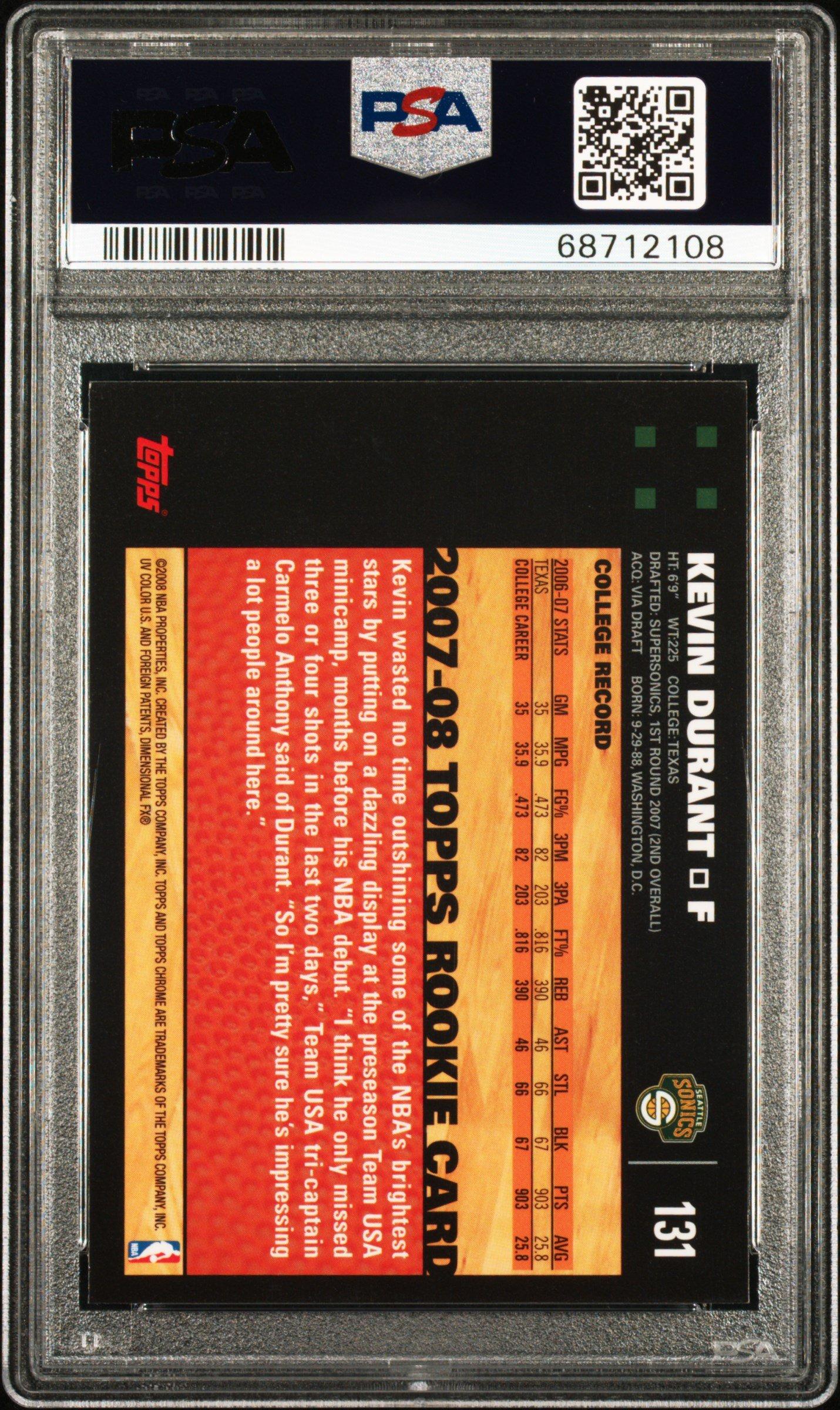 2007 Topps Chrome 131 Kevin Durant PSA 8 Graded Card | GameStop