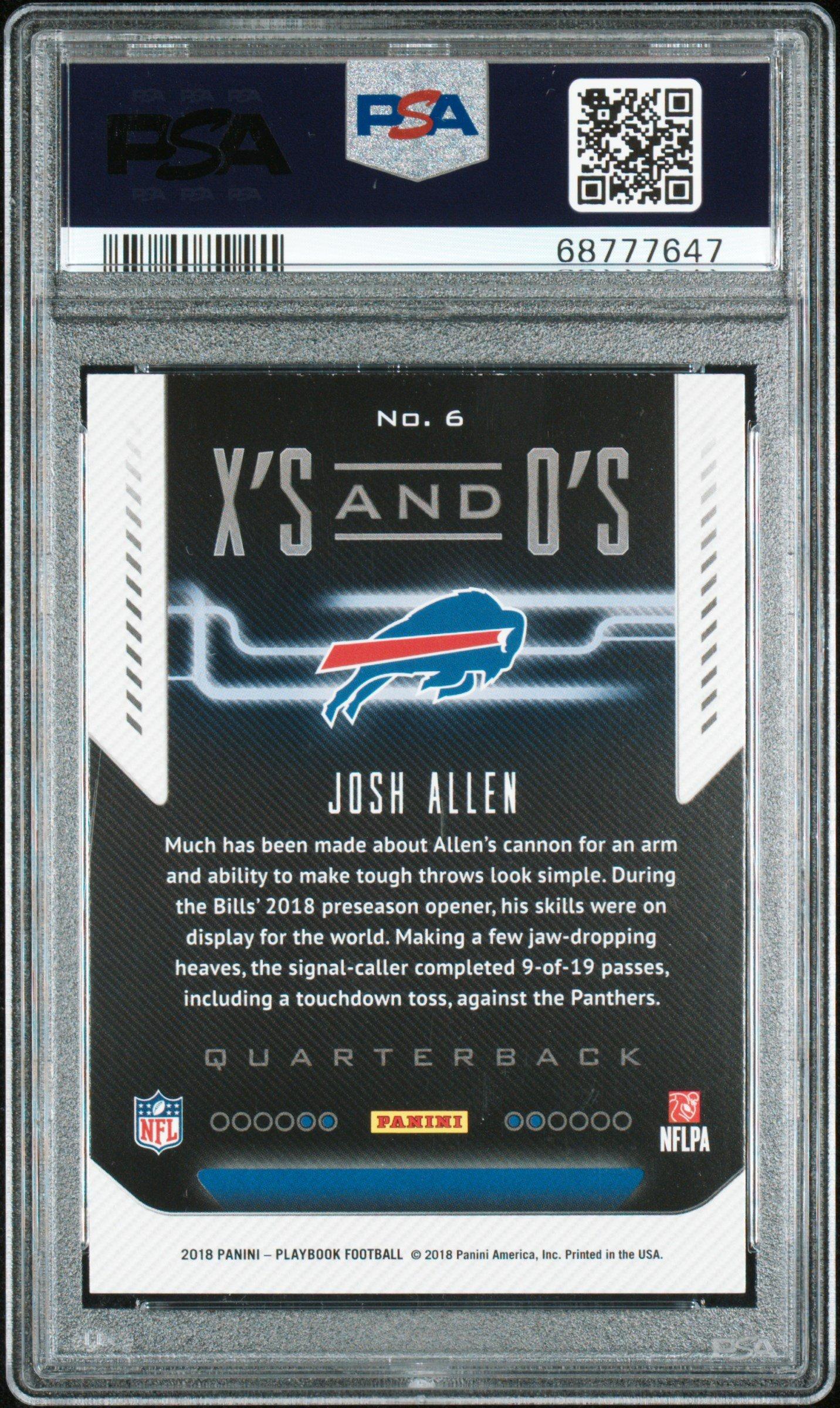 2018 Panini Playbook X's And O's 6 Josh Allen PSA 9