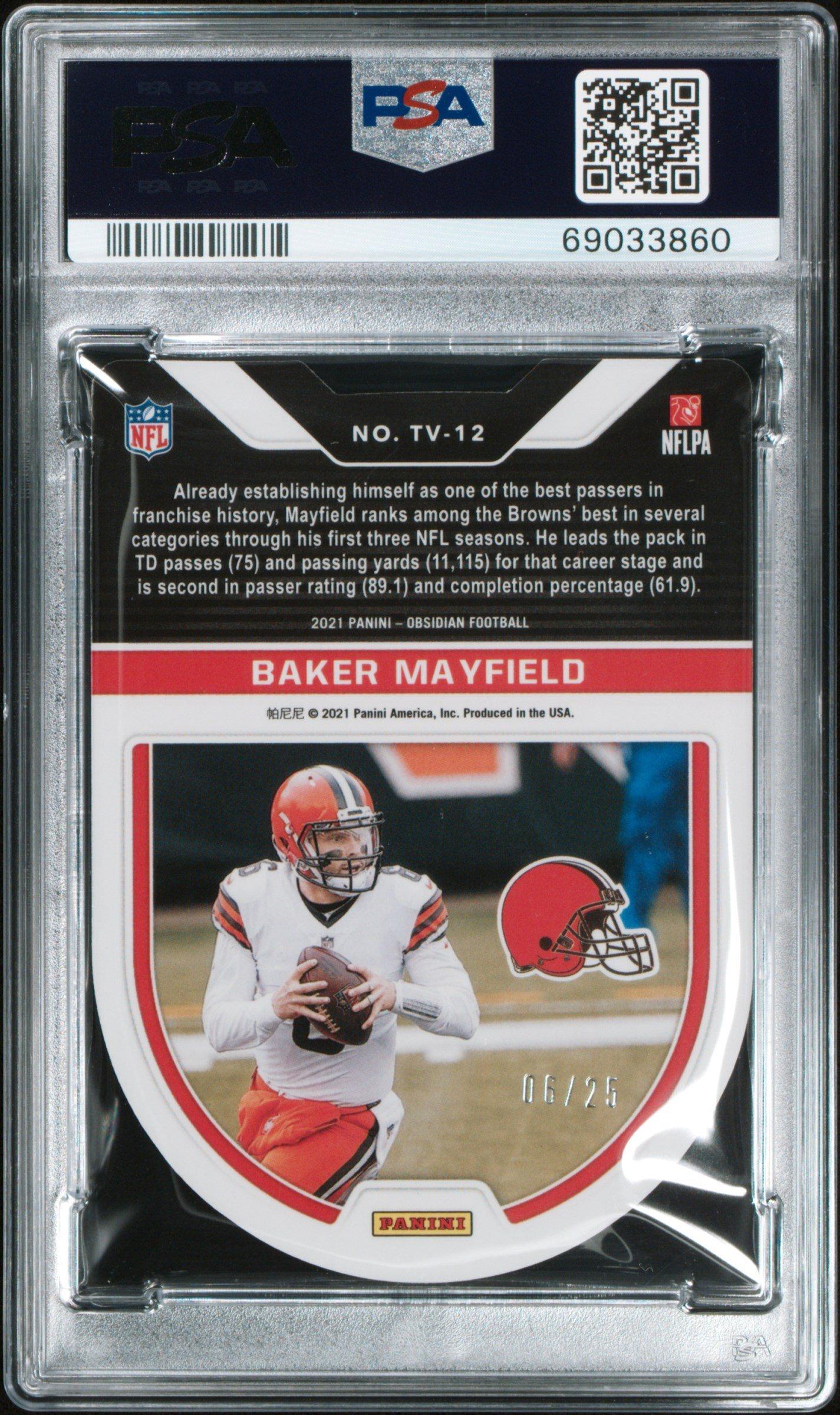 2021 Panini Obsidian Tunnel Vision Tv12 Baker Mayfield Electric Etch Orange PSA 9