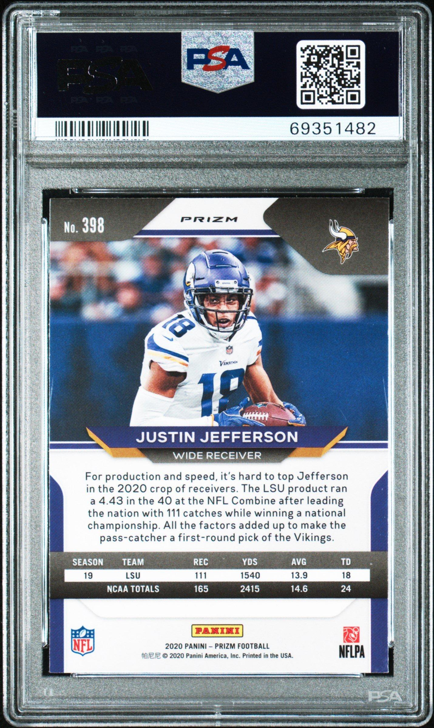 2020 Panini Prizm 398 Justin Jefferson Red Ice PSA 9