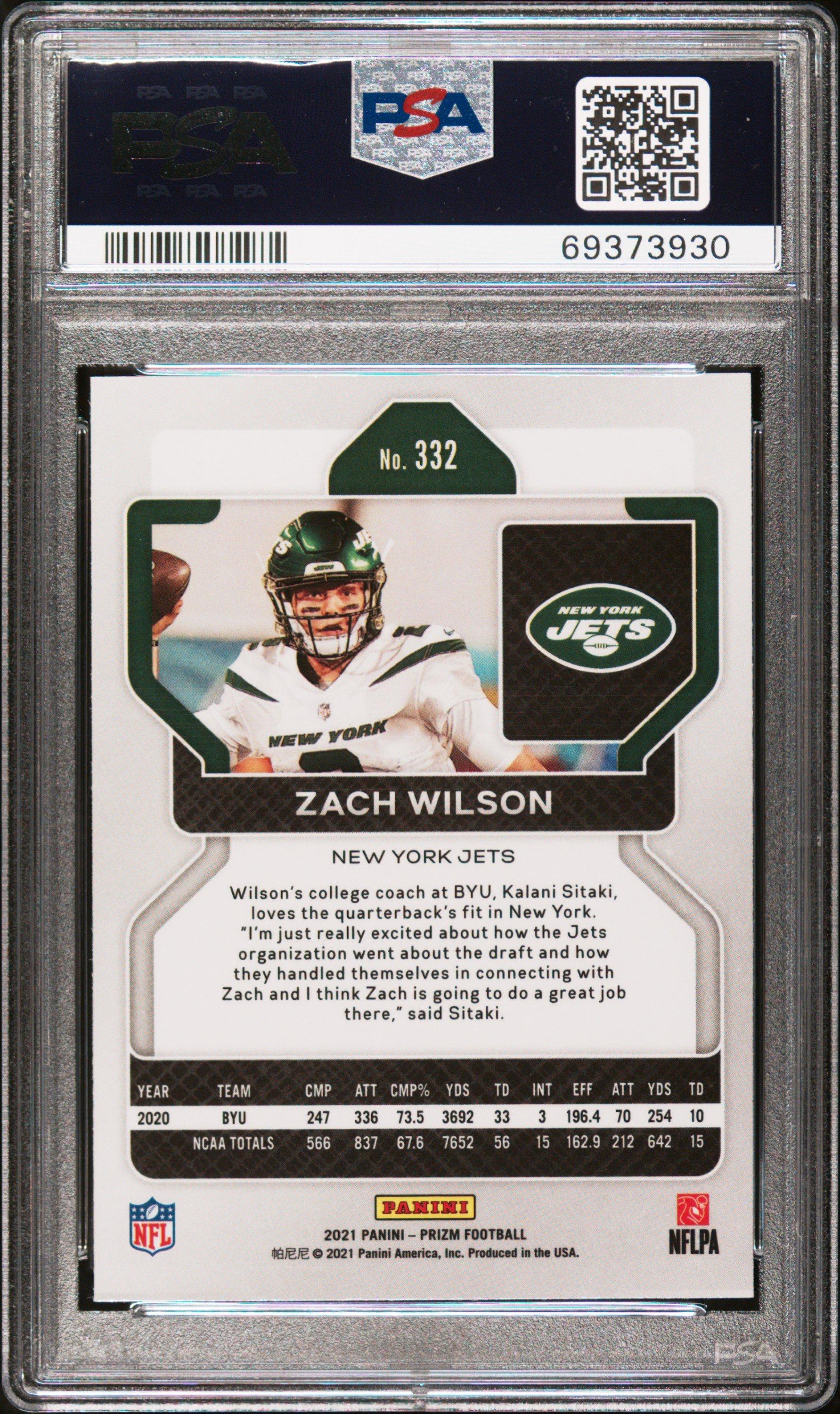 2021 Panini Prizm 332 Zach Wilson PSA 9