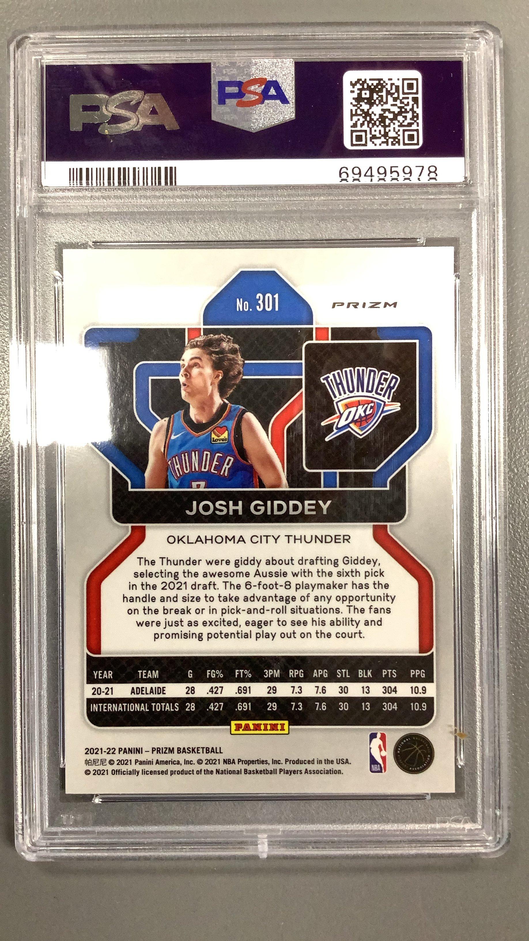 2021 Panini Prizm 301 Josh Giddey Ice PSA 9