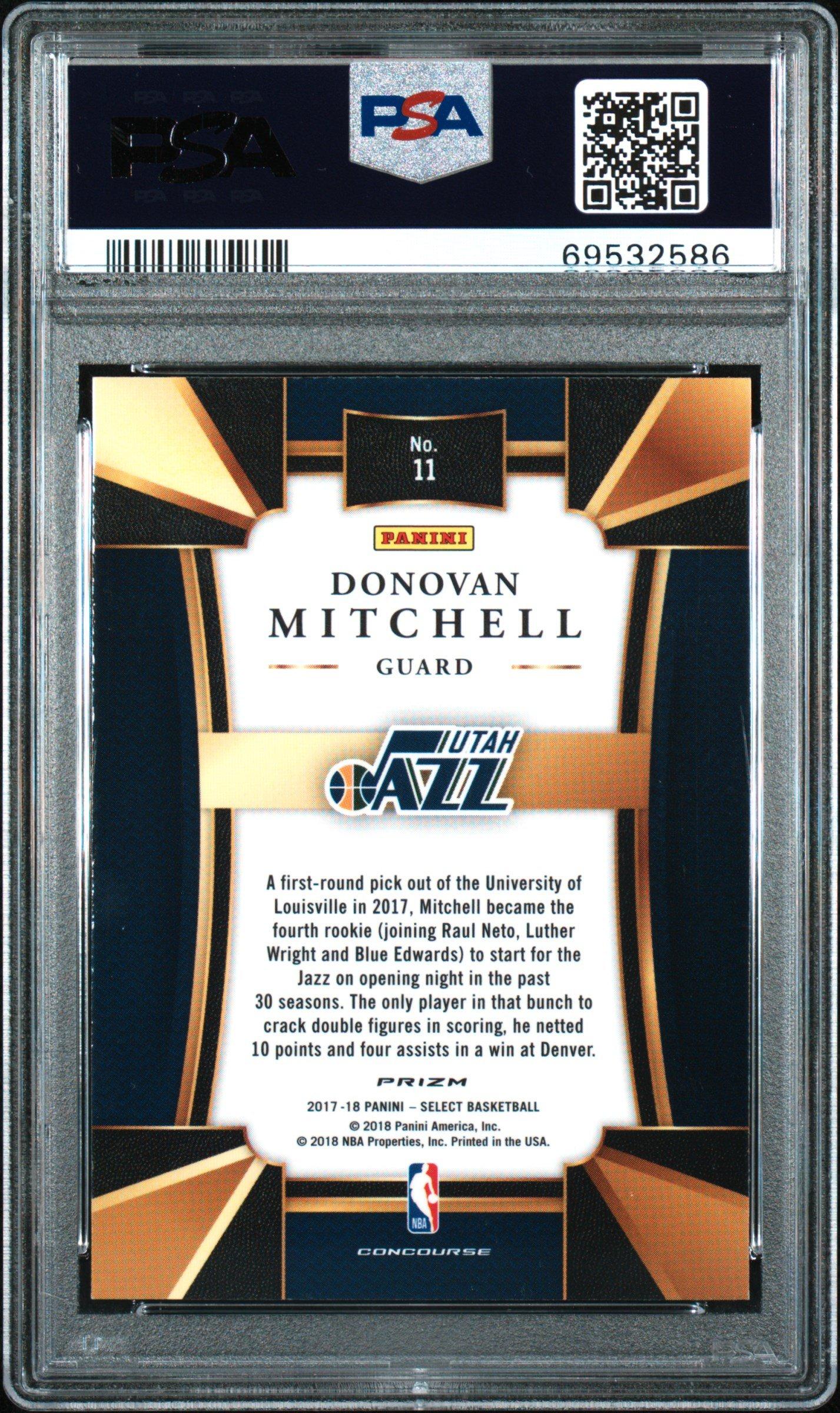 2017 Panini Select 11 Donovan Mitchell Scope Prizm PSA 9