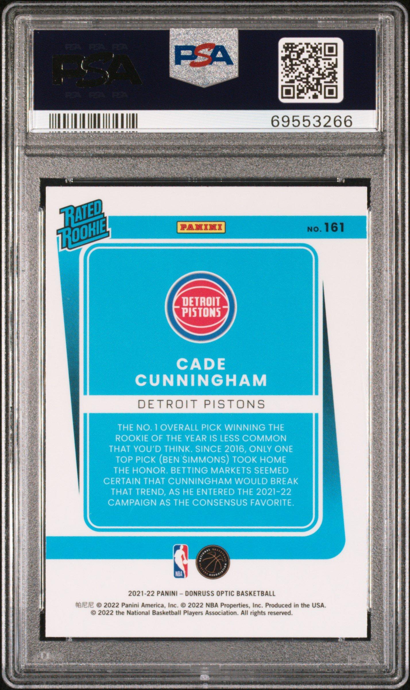 2021 Panini Donruss Optic 161 Cade Cunningham PSA 10