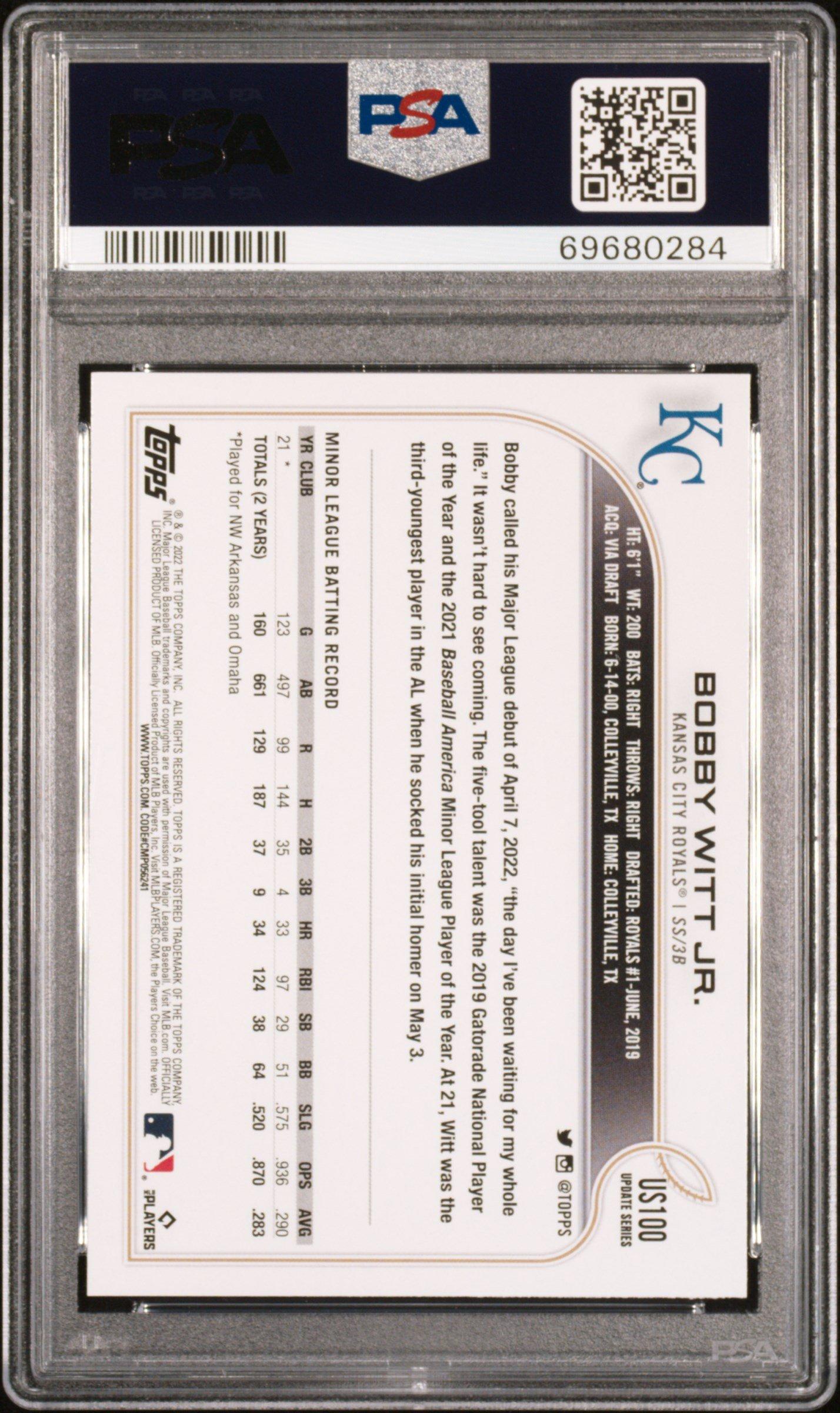 2022 Topps Update Us100 Bobby Witt Jr. PSA