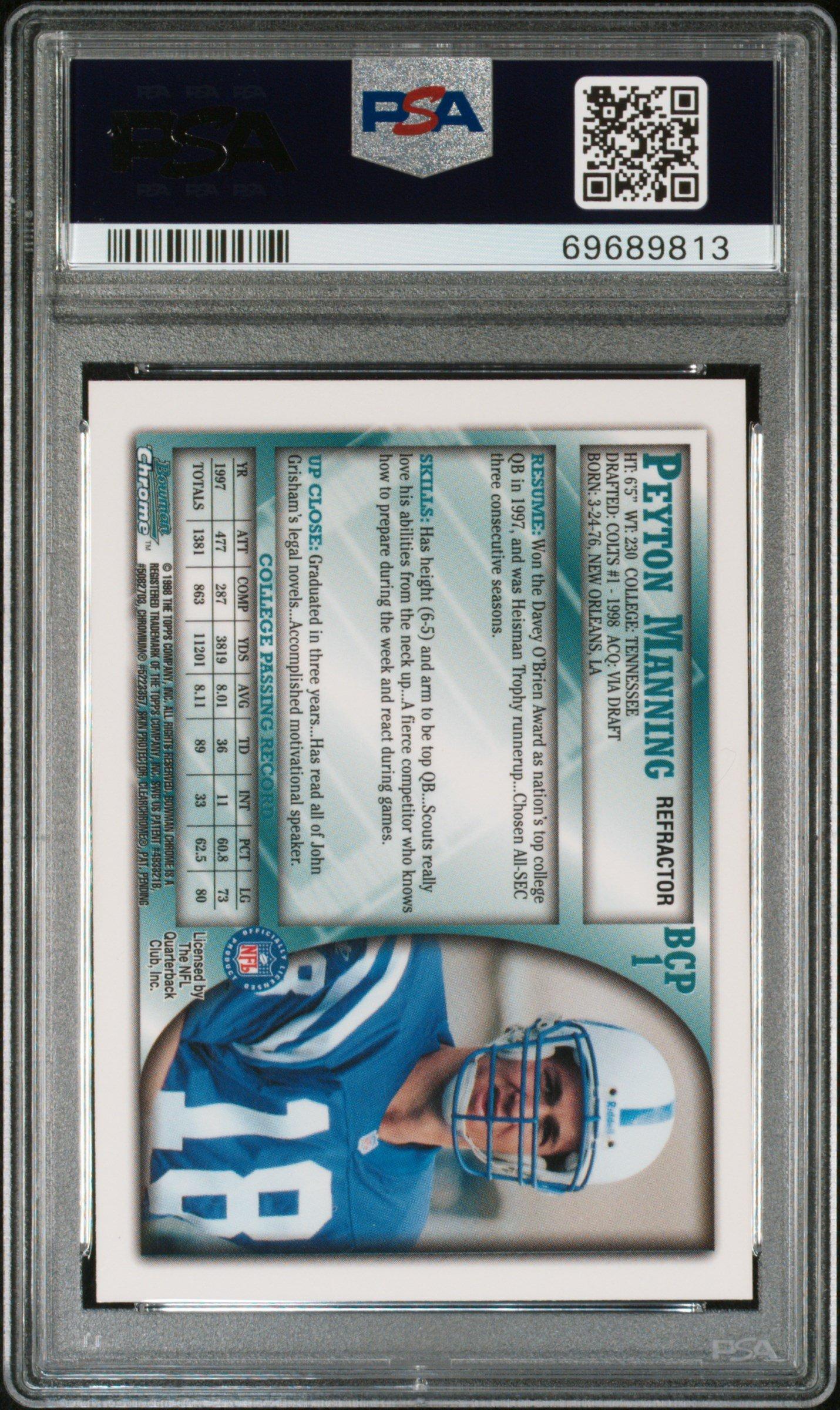 1998 Bowman Chrome Preview Bcp1 Peyton Manning Refractor PSA 9