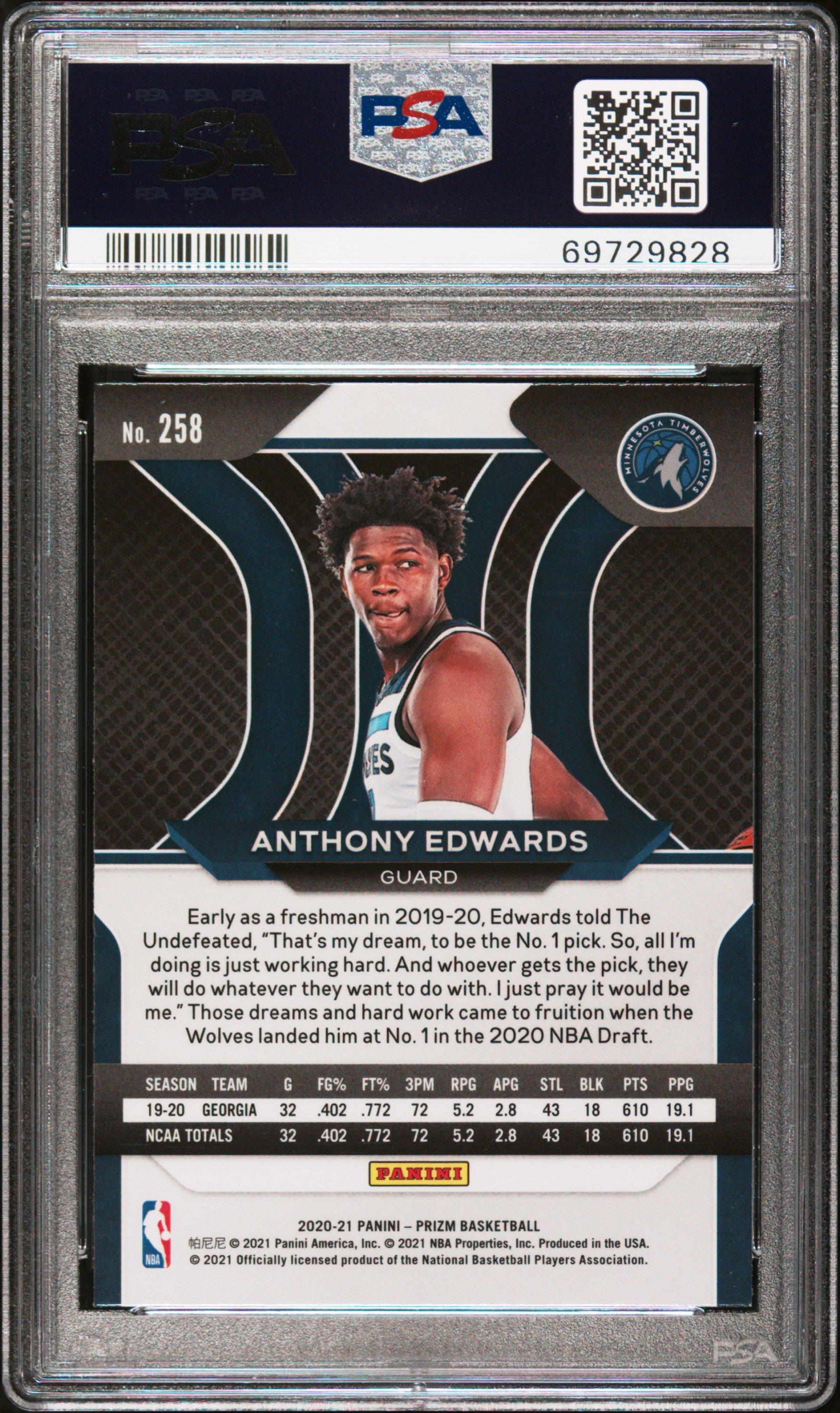 2020 Panini Prizm 258 Anthony Edwards PSA