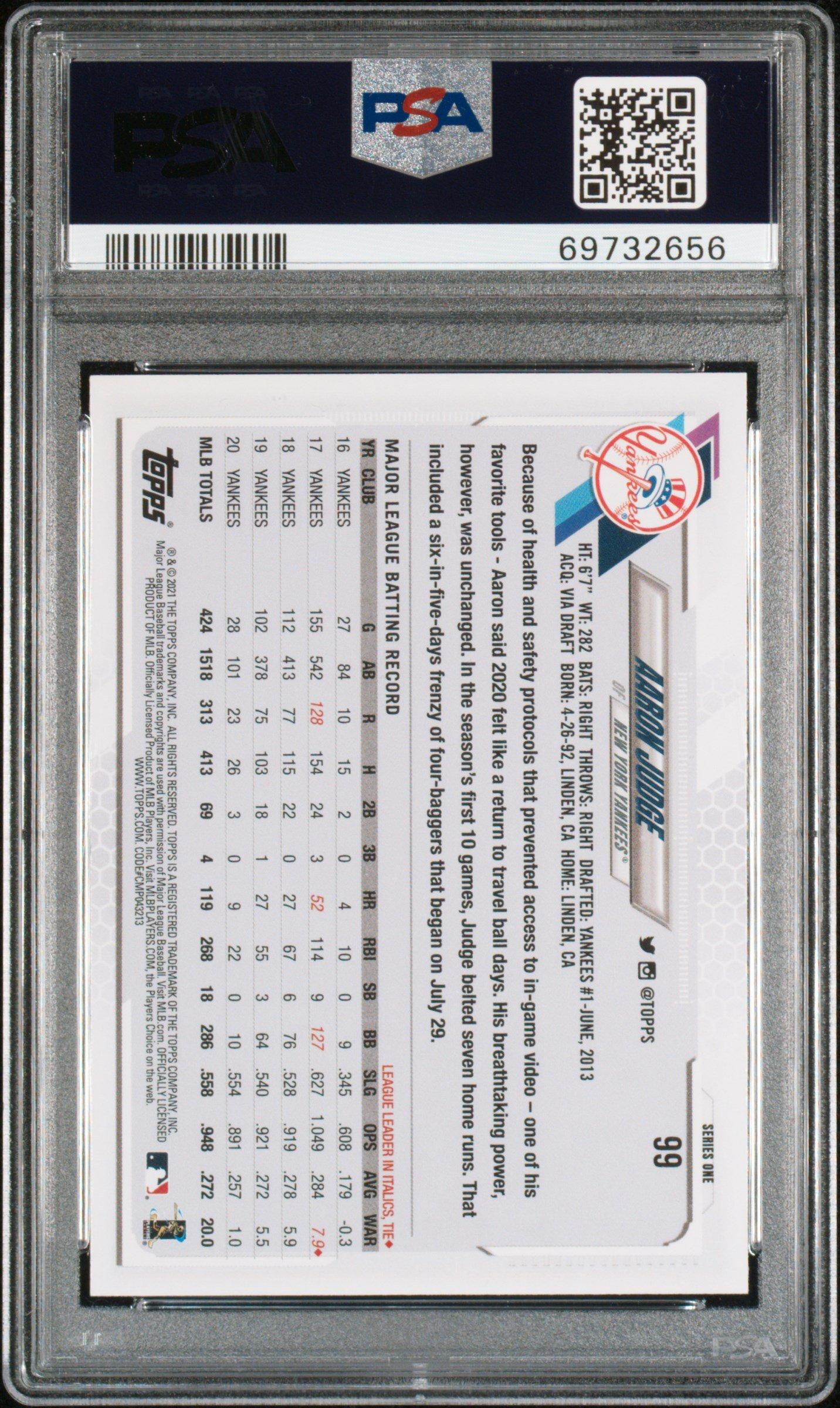 2021 Topps 99 Aaron Judge PSA 9 Graded Card | GameStop