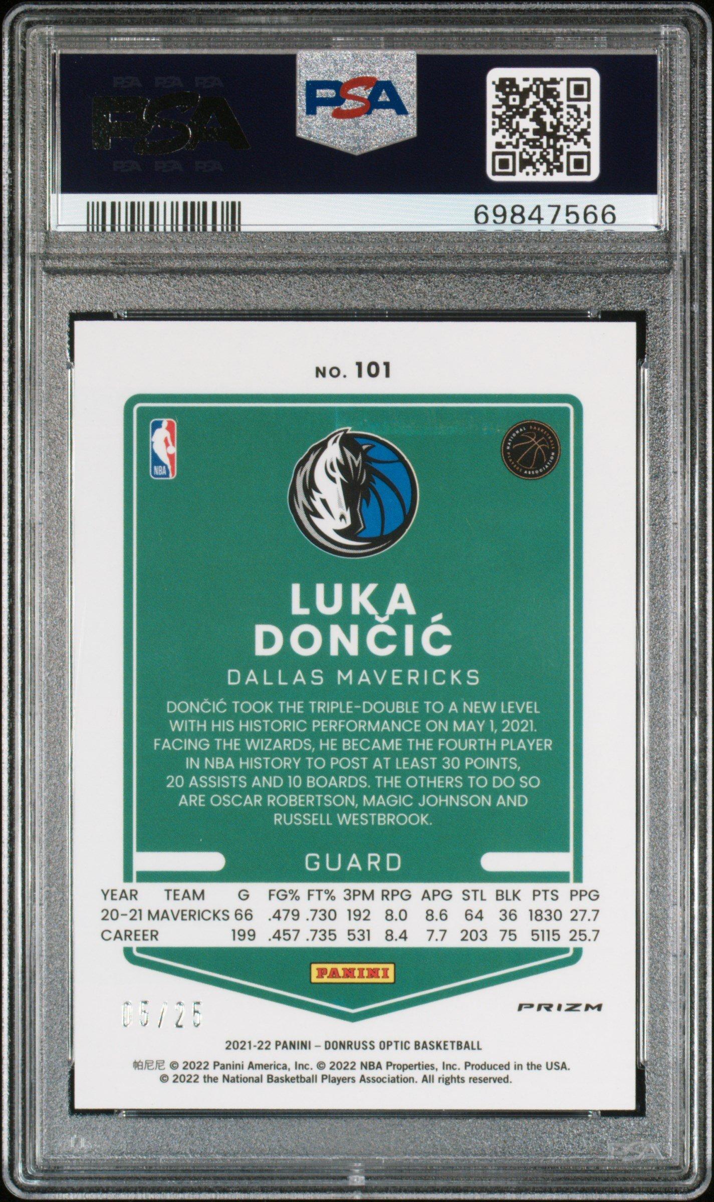 2021 Panini Donruss Optic 101 Luka Doncic PSA 9