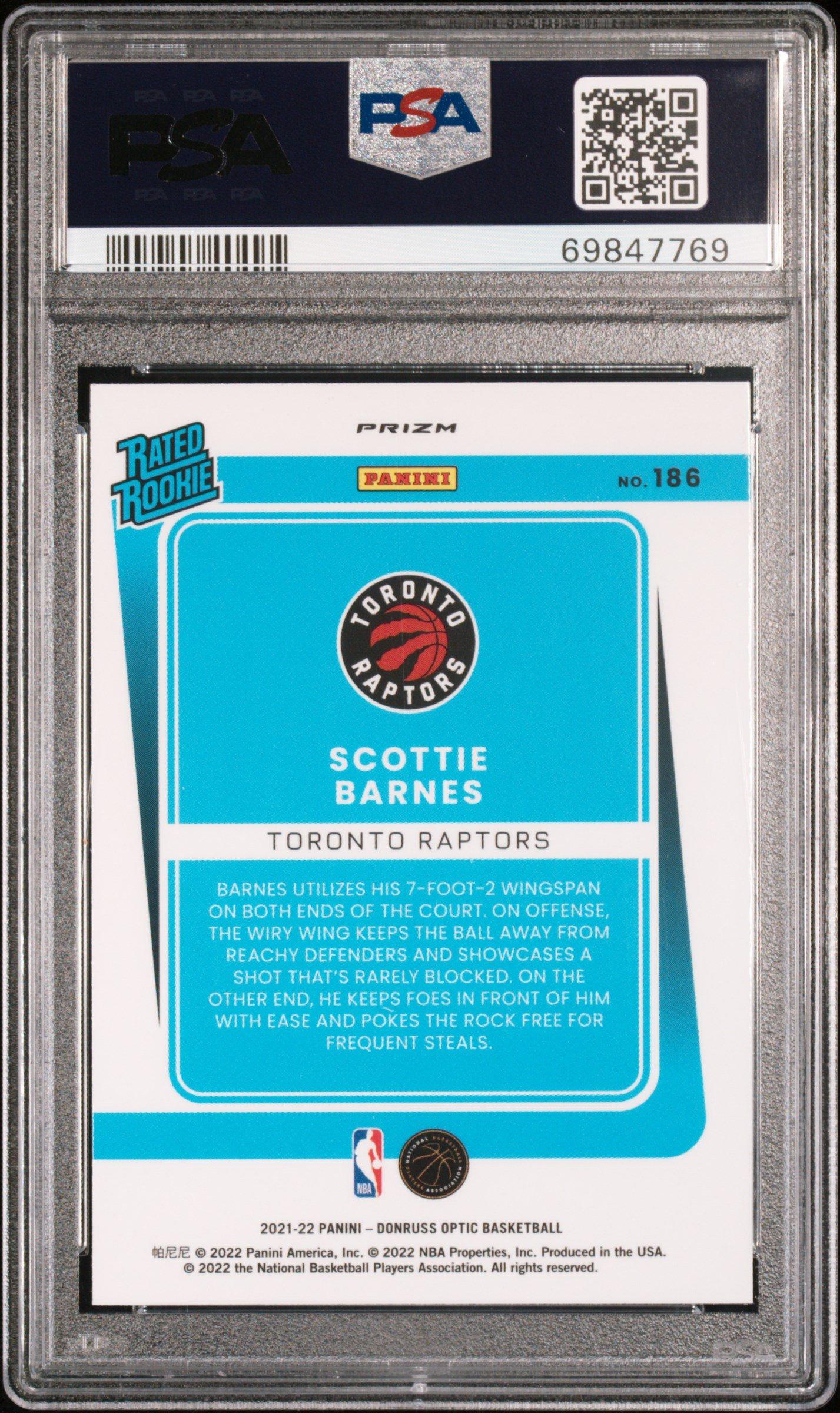 2021 Panini Donruss Optic 186 Scottie Barnes Holo PSA 10