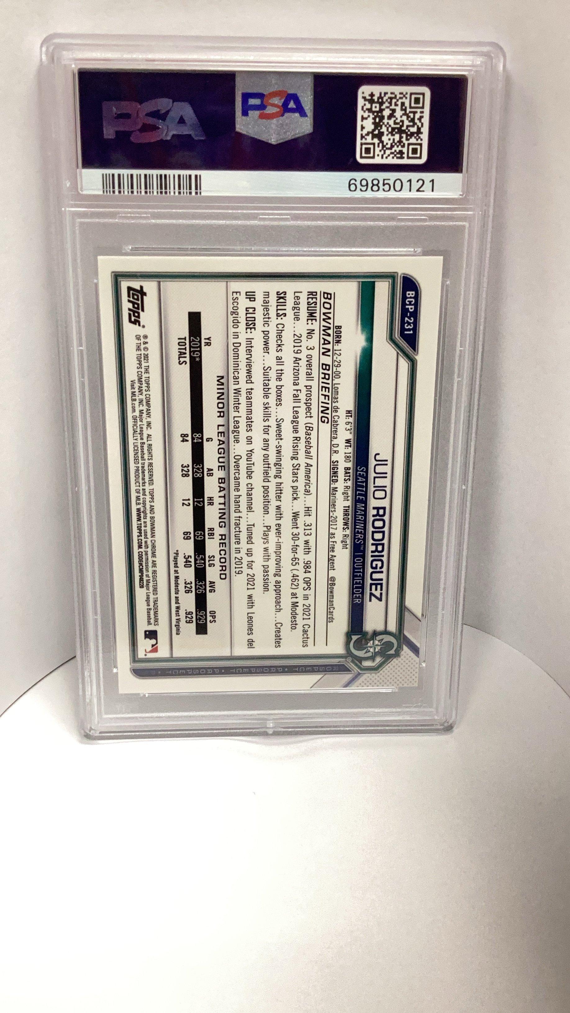 2021 Bowman Chrome Mega Box 231 Julio Rodriguez PSA 10