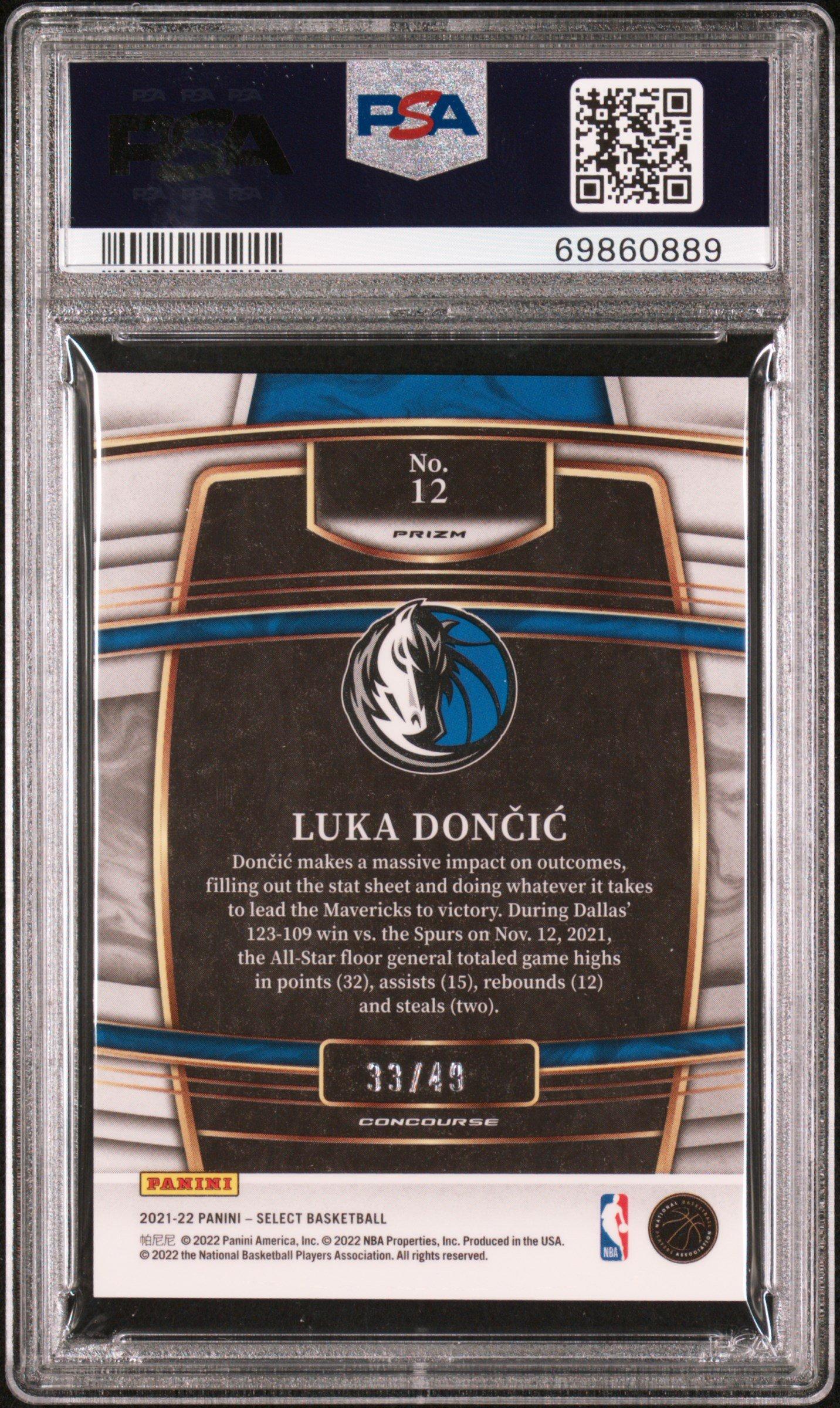 2021 Panini Select 12 Luka Doncic Red Disco Prizm PSA 10