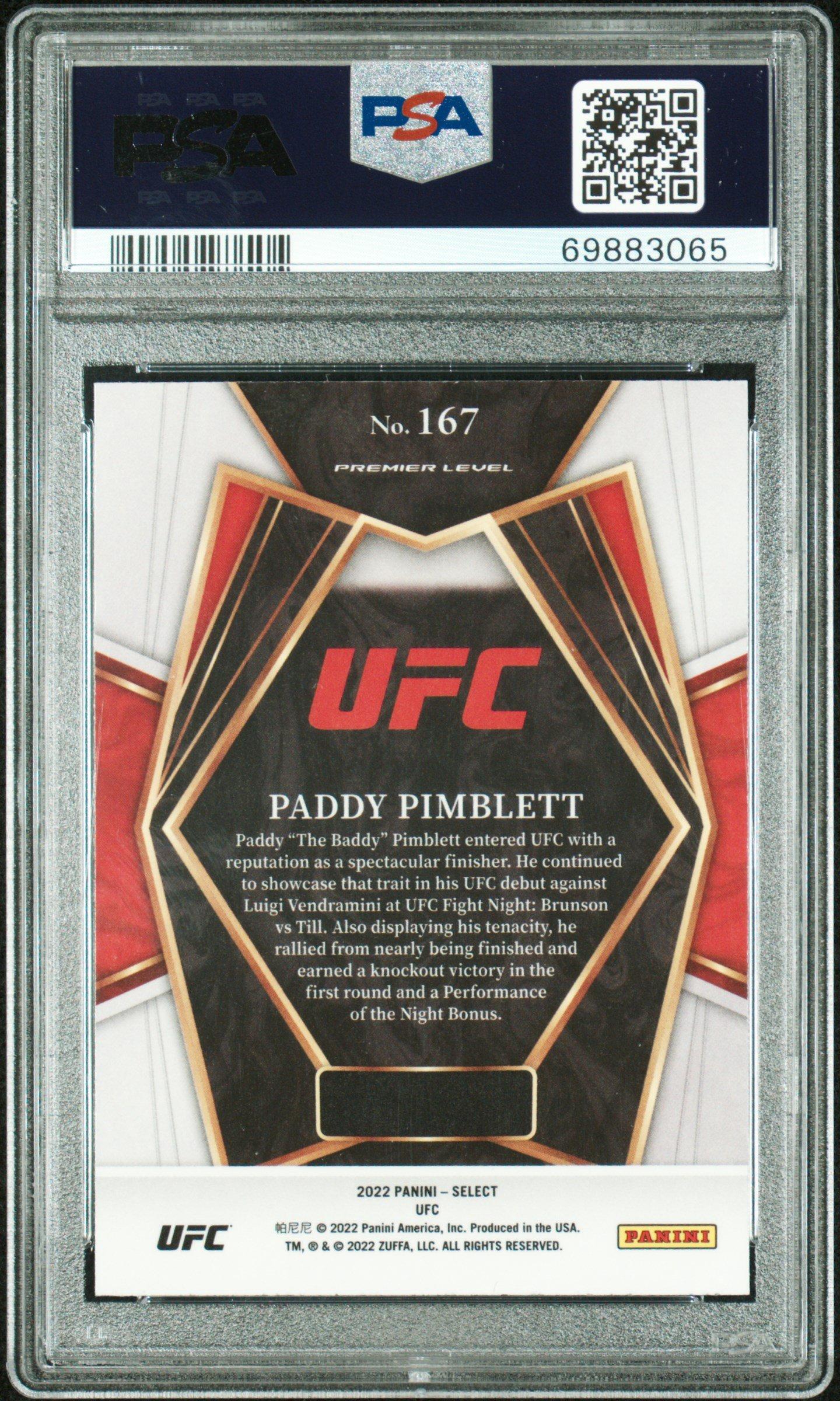 2022 Panini Select Ufc 167 Paddy Pimblett PSA 10